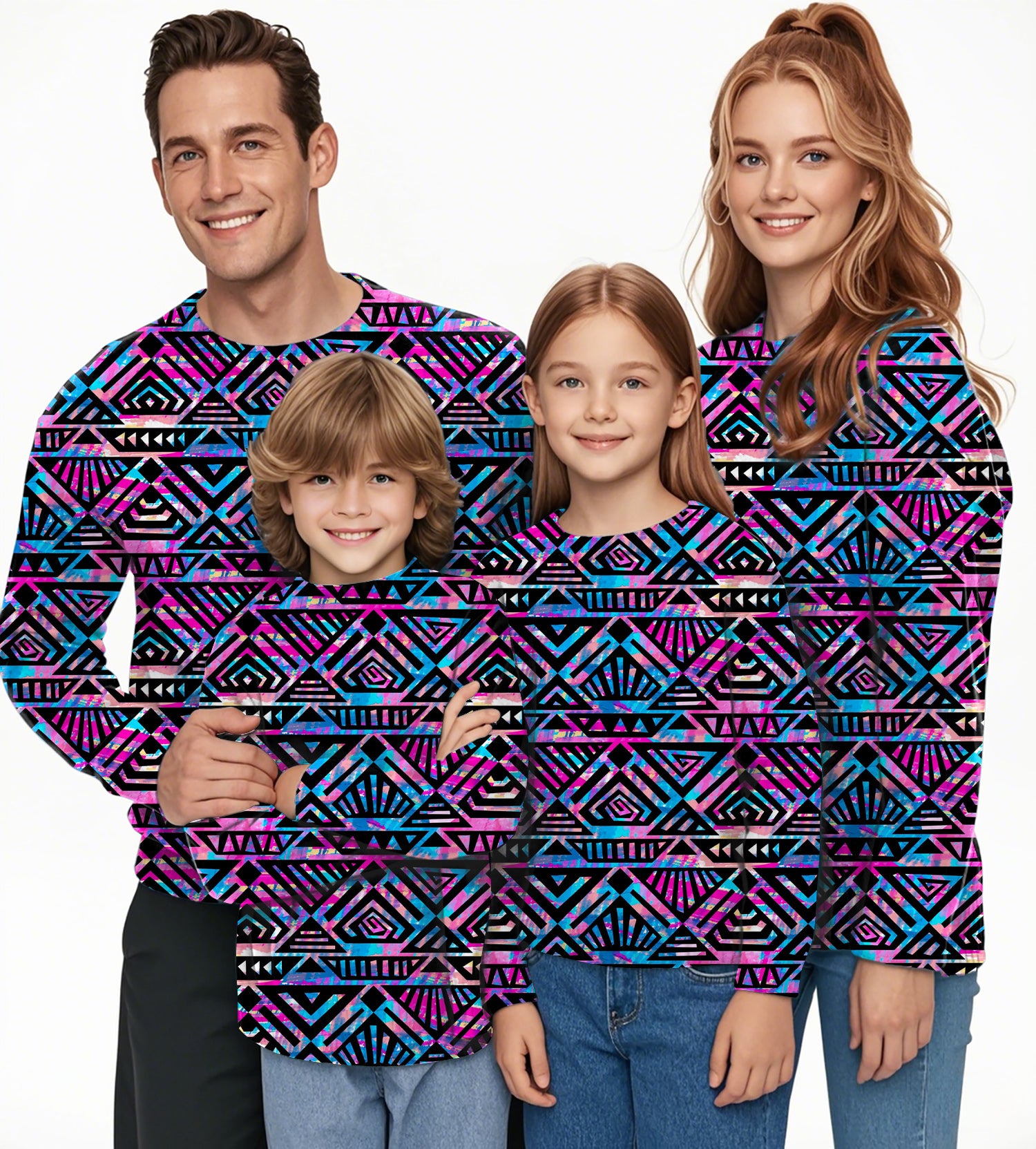 Purple grid Crewneck Pullover Ugly Sweater Men Women boy girl family