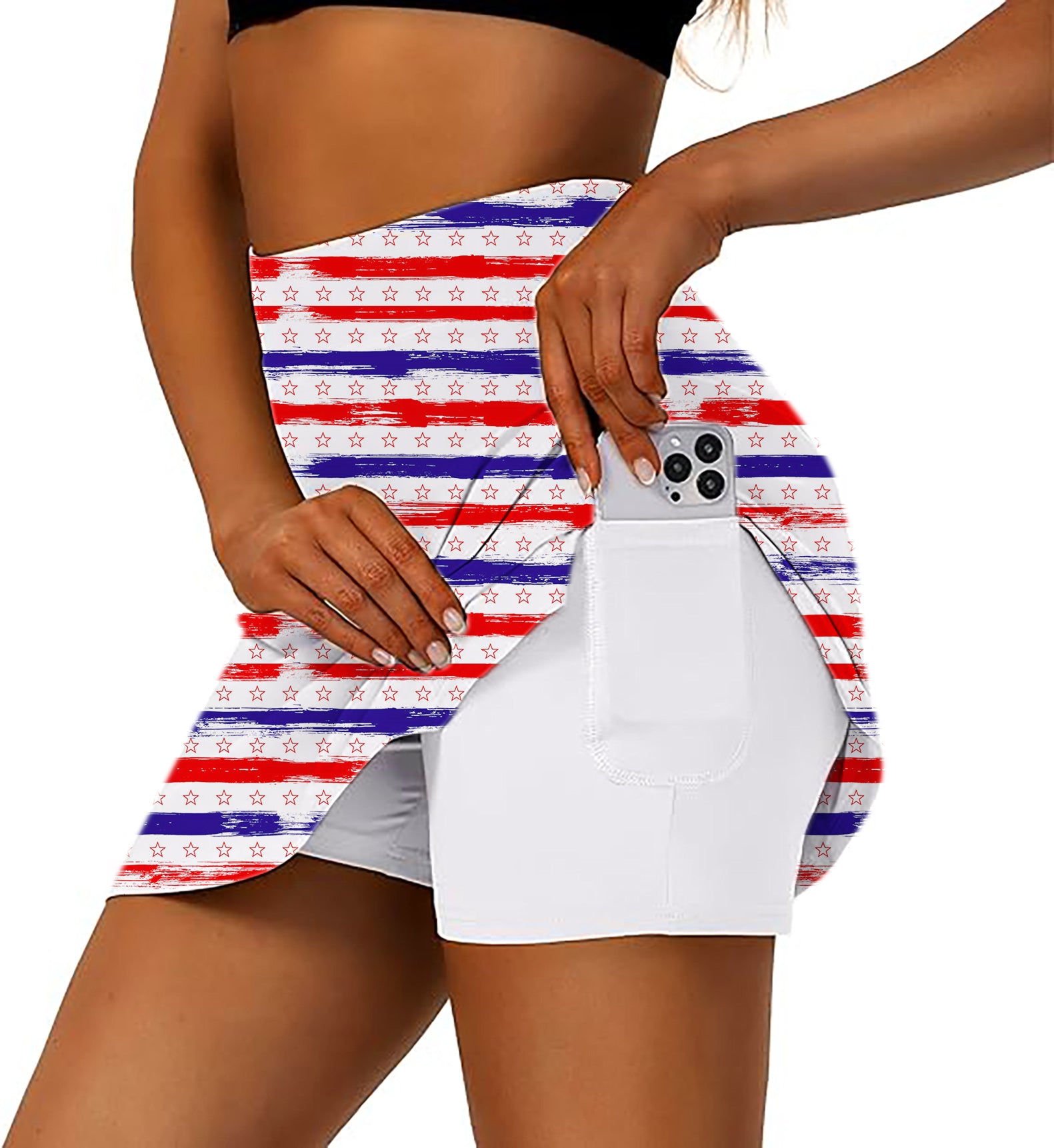 Women's Stars & Stripes Golf Skirts Inner Shorts Pocket