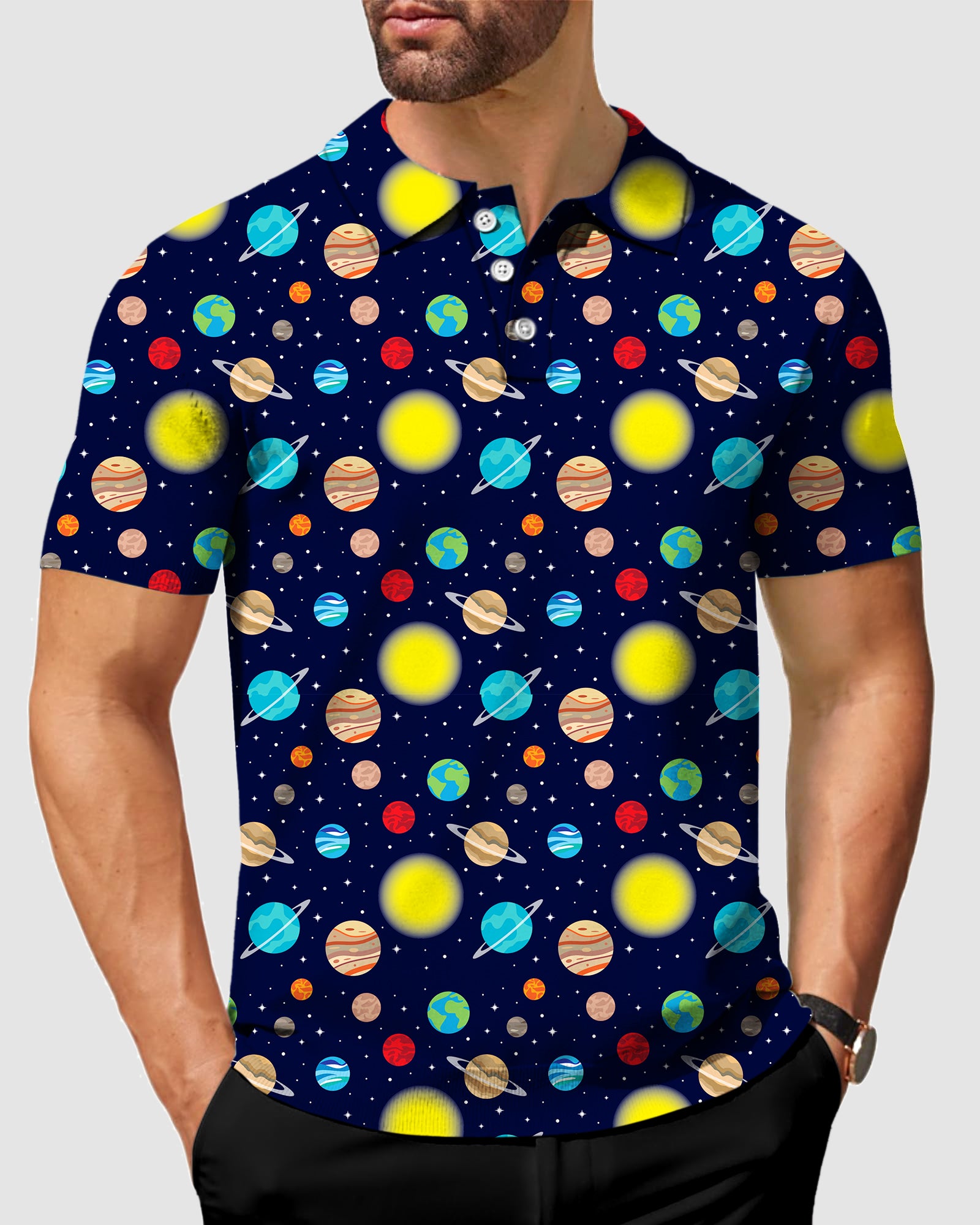 Cosmic Planet Men's golf polo