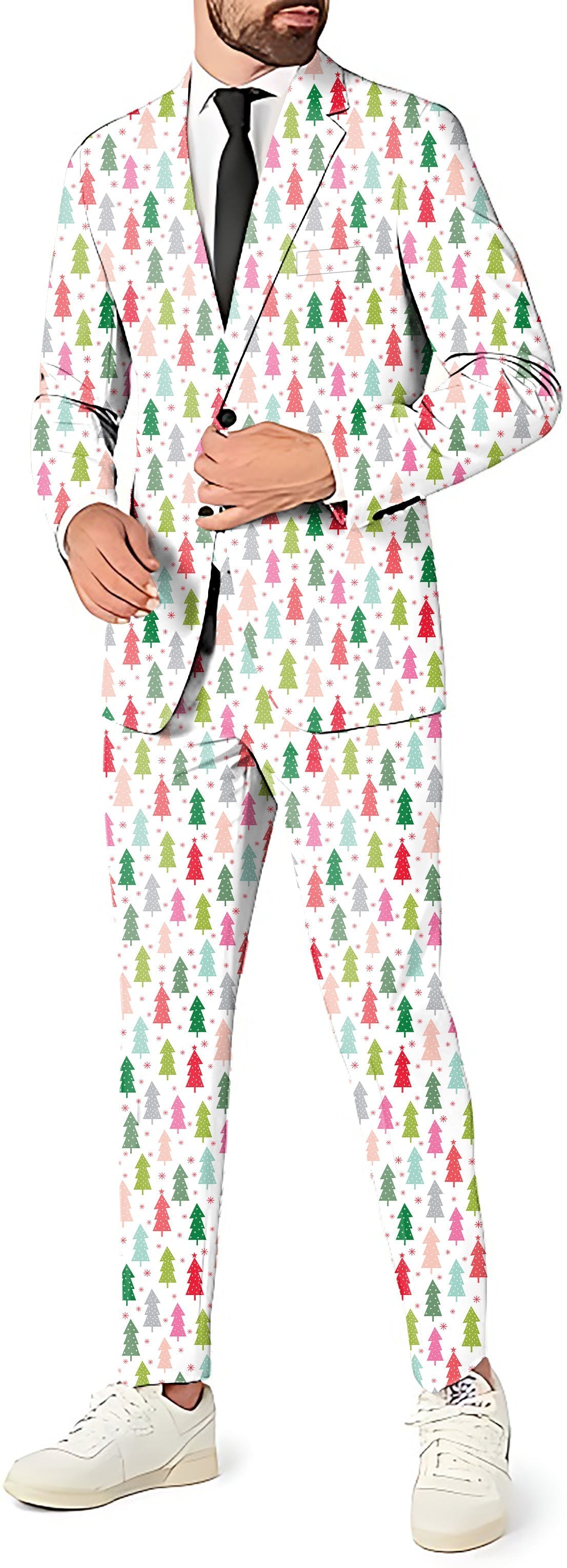Colorful Christmas Tree men's blazer and pants suit for party costume