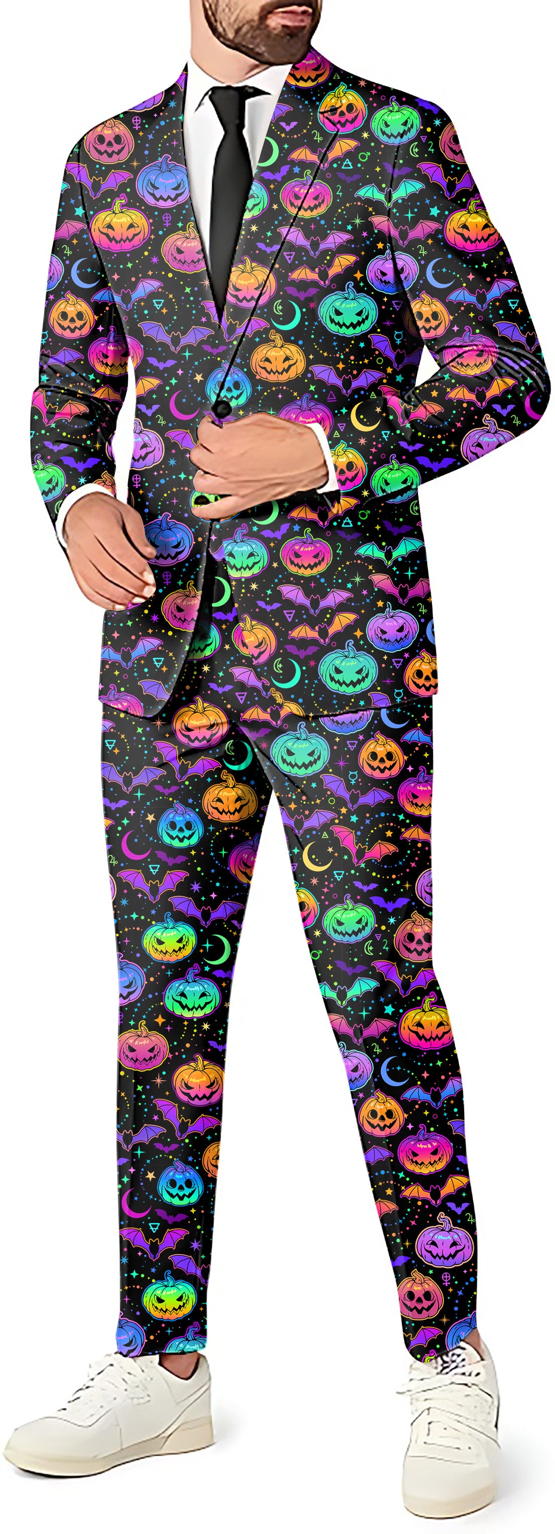 Neon Halloween Pumpkin Men's Party Costumes-Theme Party 2 or 3pcs Suit set-Blazer Pants & Vest