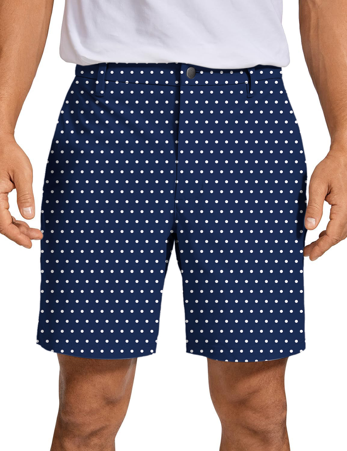 Men's Navy blue with white polka dots Golf Shorts