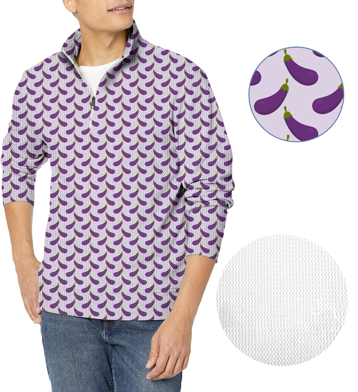 Purple eggplant Men's Golf Waffle Zipper Pullover