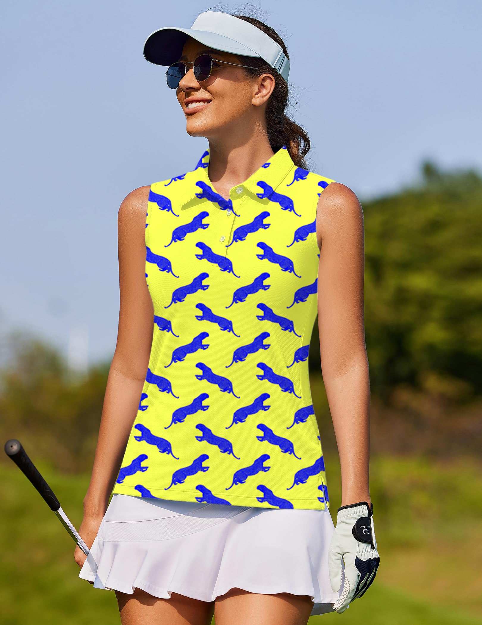 blue leopard Women's golf Sleeveless shirt