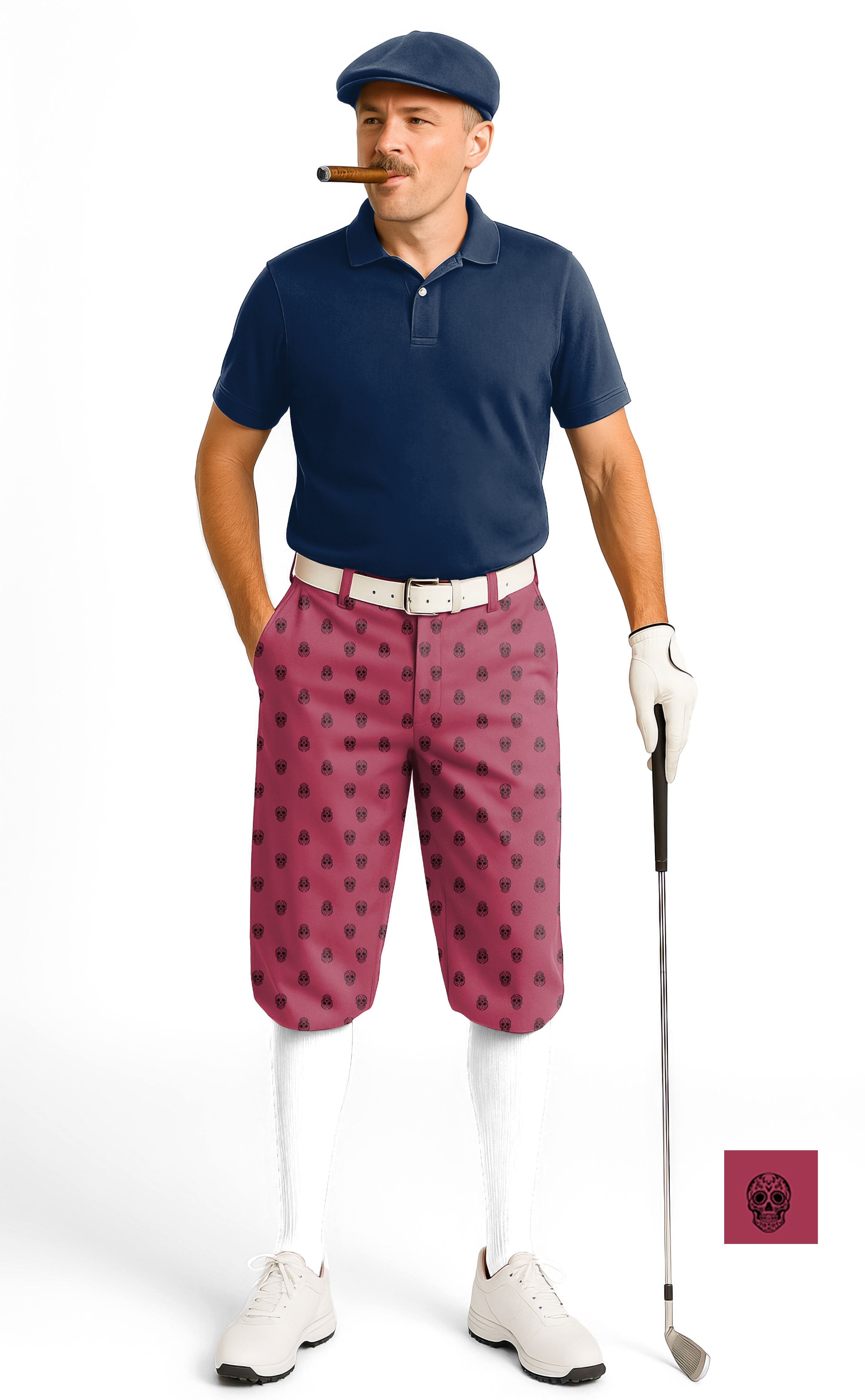 Skull Custom The Background Color Men's Golf Knickers Pants