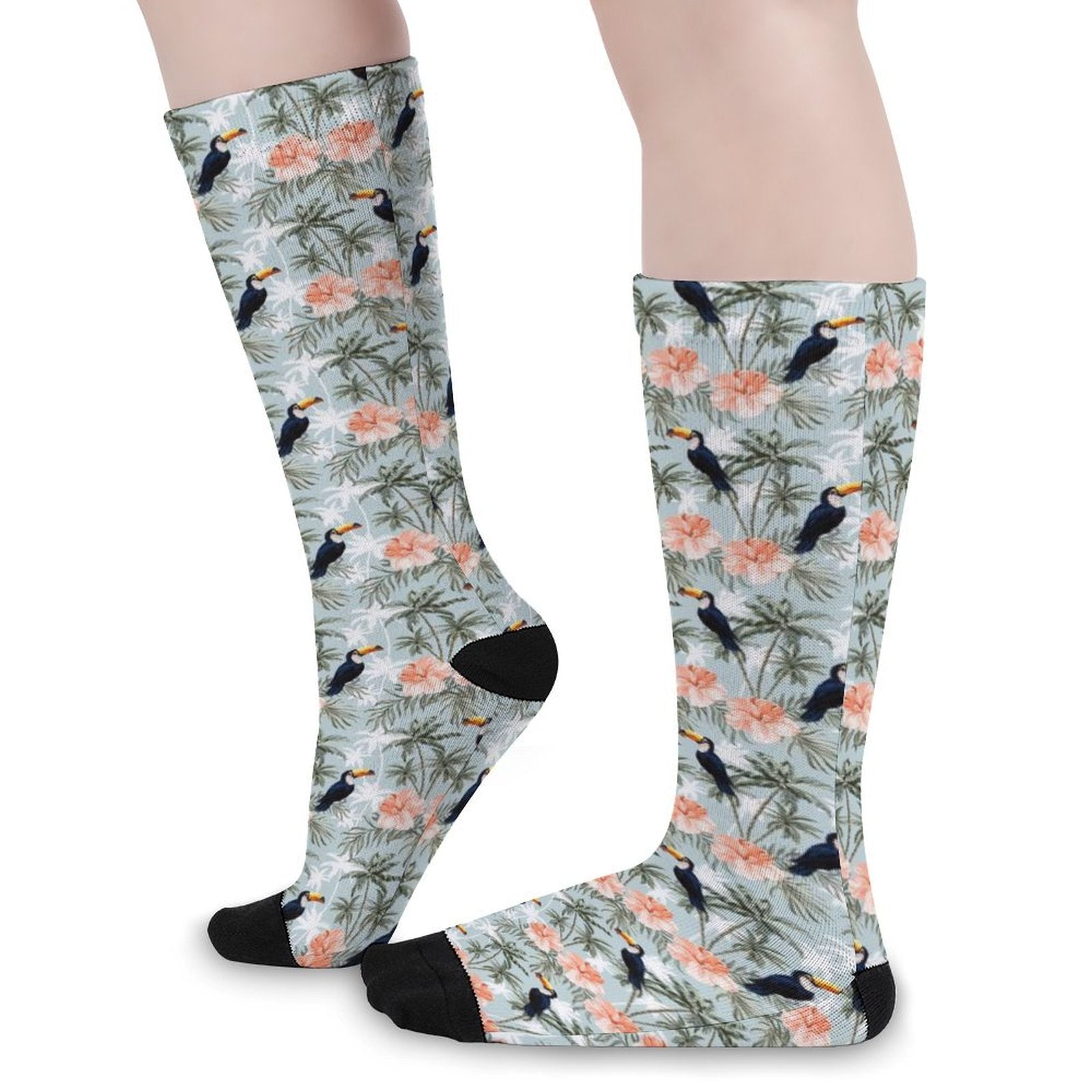 Toucan tropical flower Prined socks Gifts for Men Women