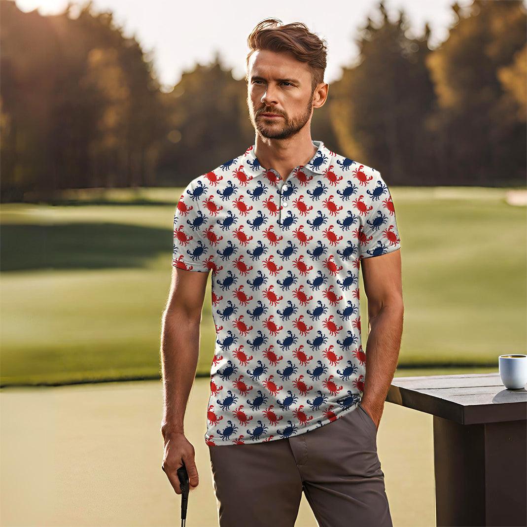 Men's golf polo Blue and red Crab