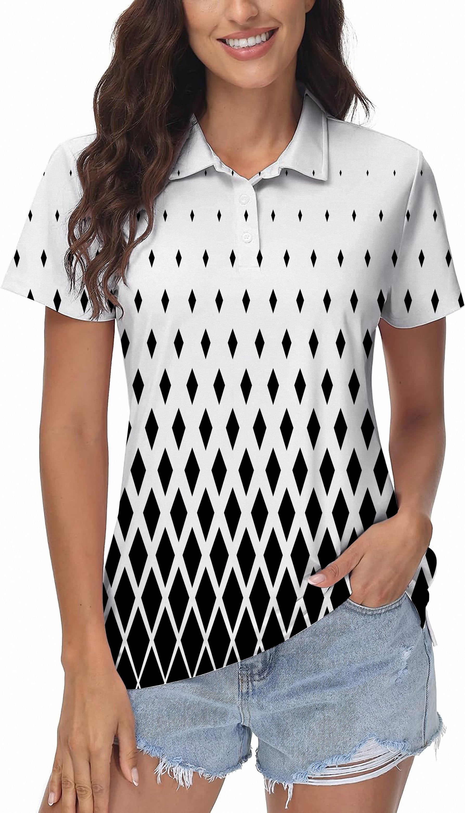 White Black Gradient Women's Golf Polo