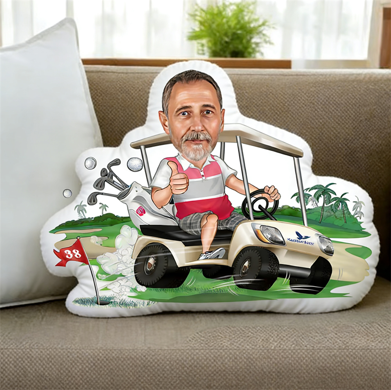 Custom Photo Face Pillow Play Golf Face Picture Golf Pillow Doll Face Shaped Pillow Golf Gift For Living Room