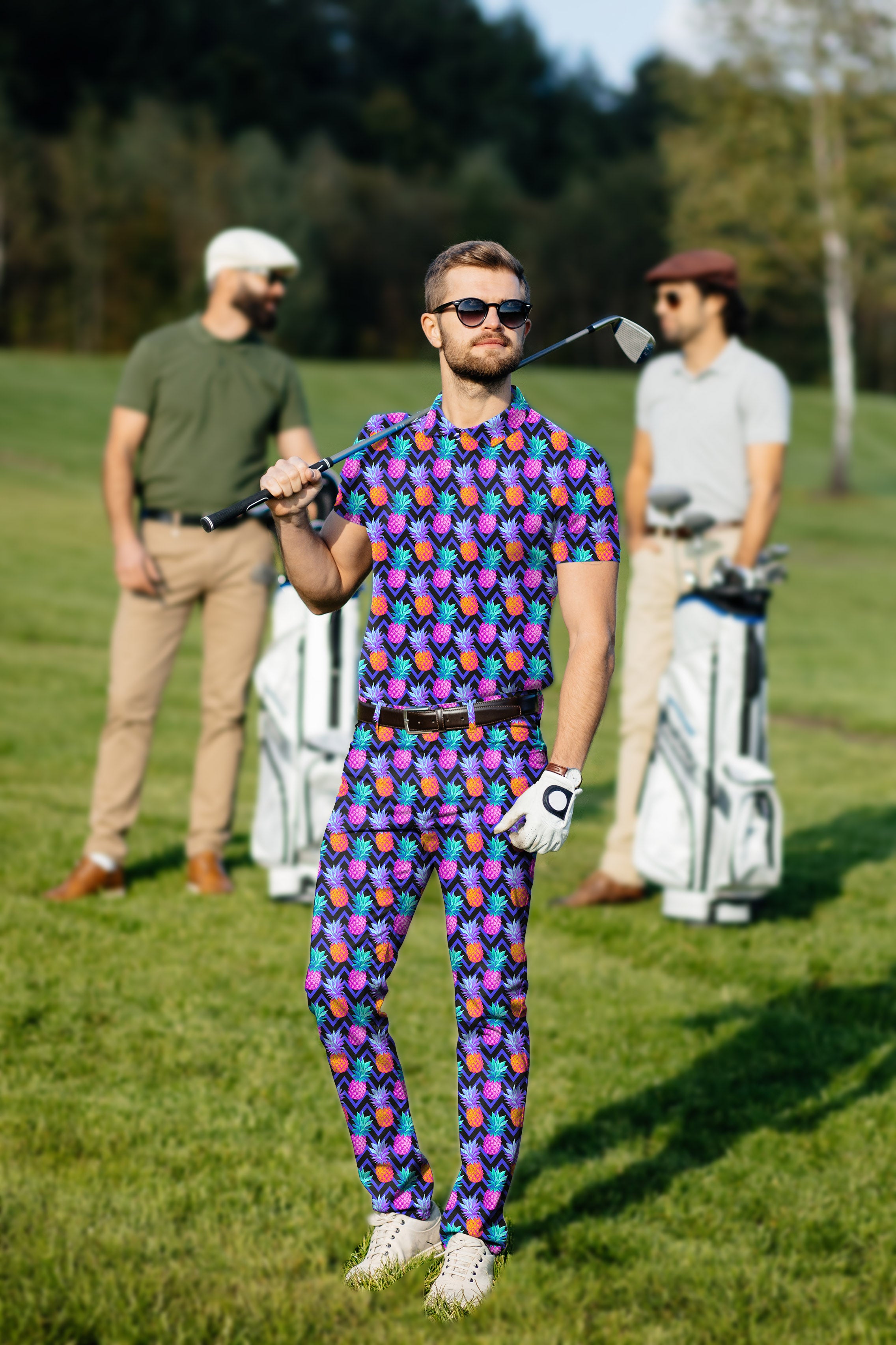 Men's Golf Set Polo+Pants pineapple