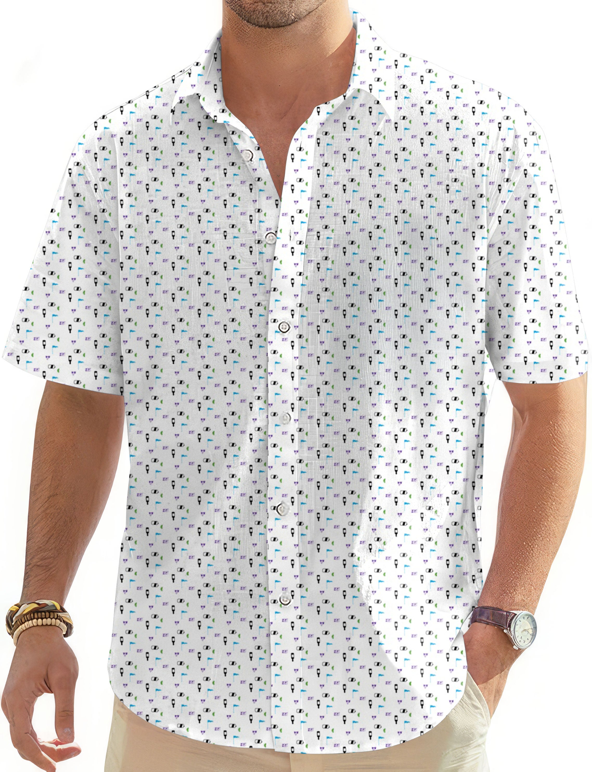 Transfusions-Men's Golf Hawaiian Shirts Button Down Shirt