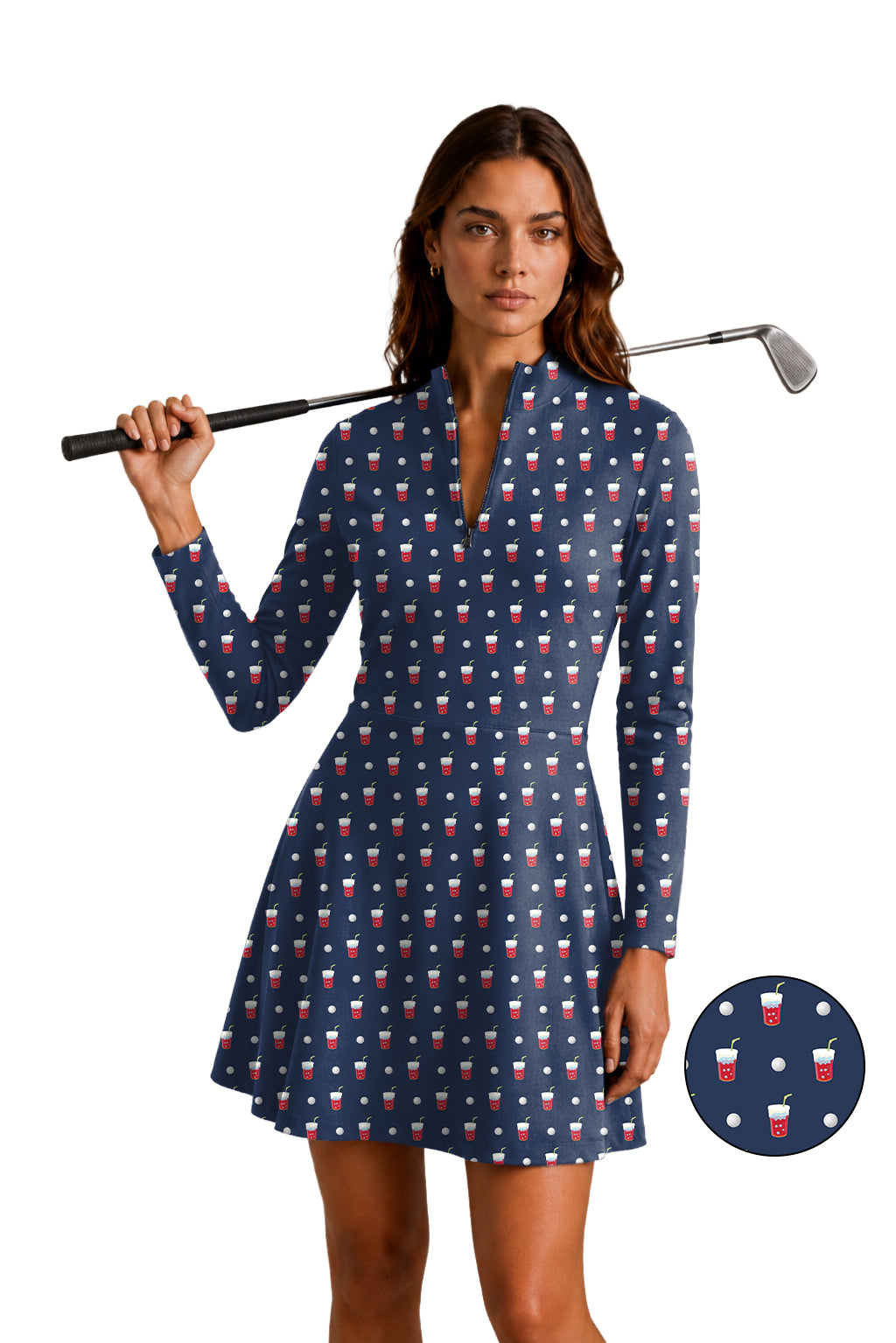 19th Hole Women's Golf Long Sleeve Zipper Dresses Comes with separate matching shorts