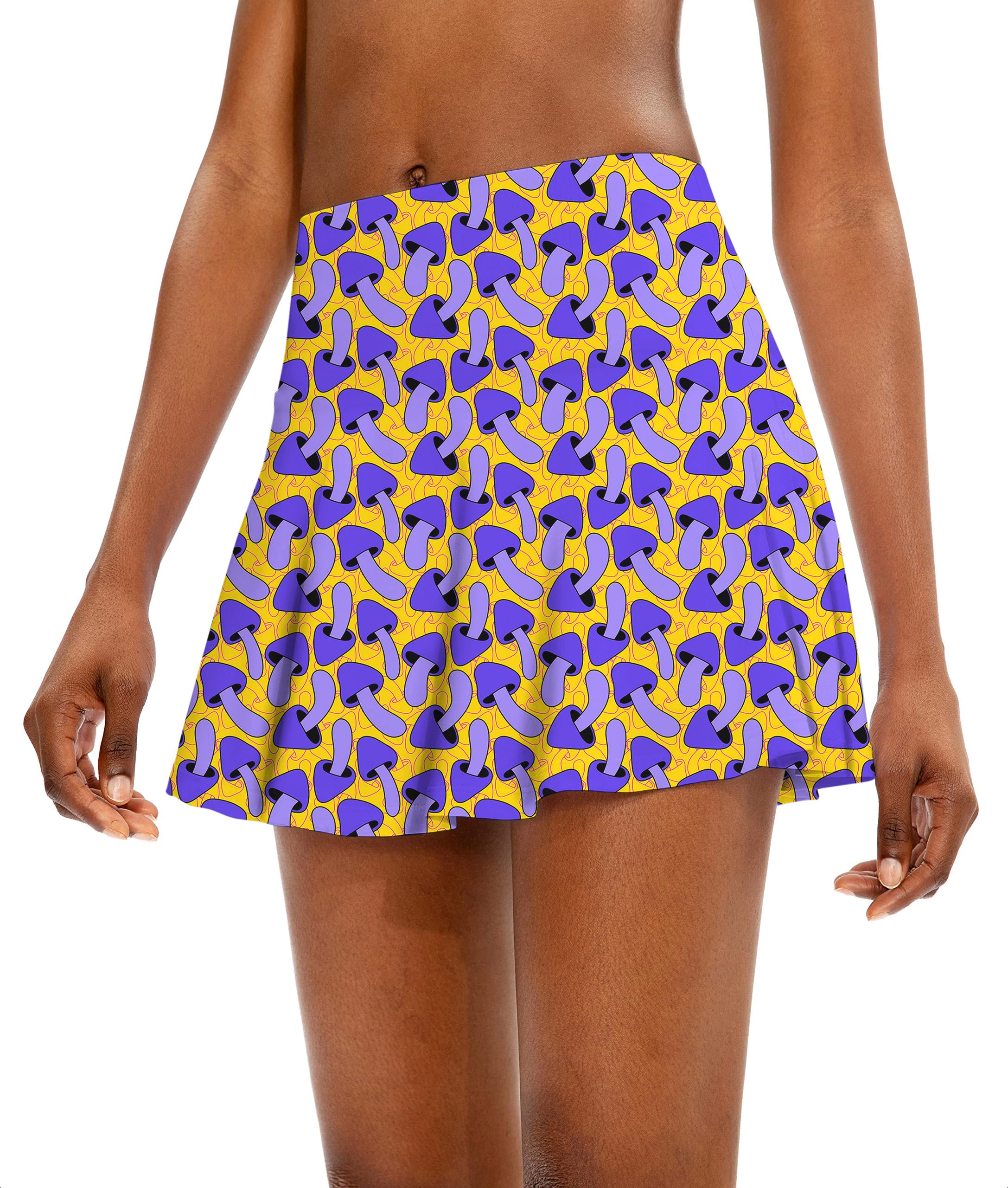 Psychedelic Mushroom Print Women's Athletic Golf Skorts Flared Skirts