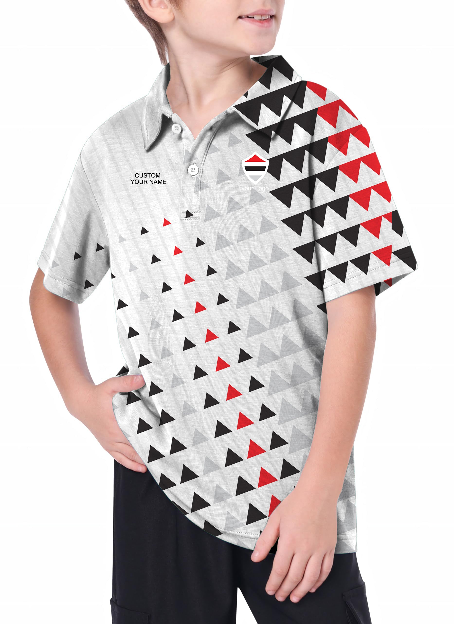 Youth black red sport Team Golf Polo