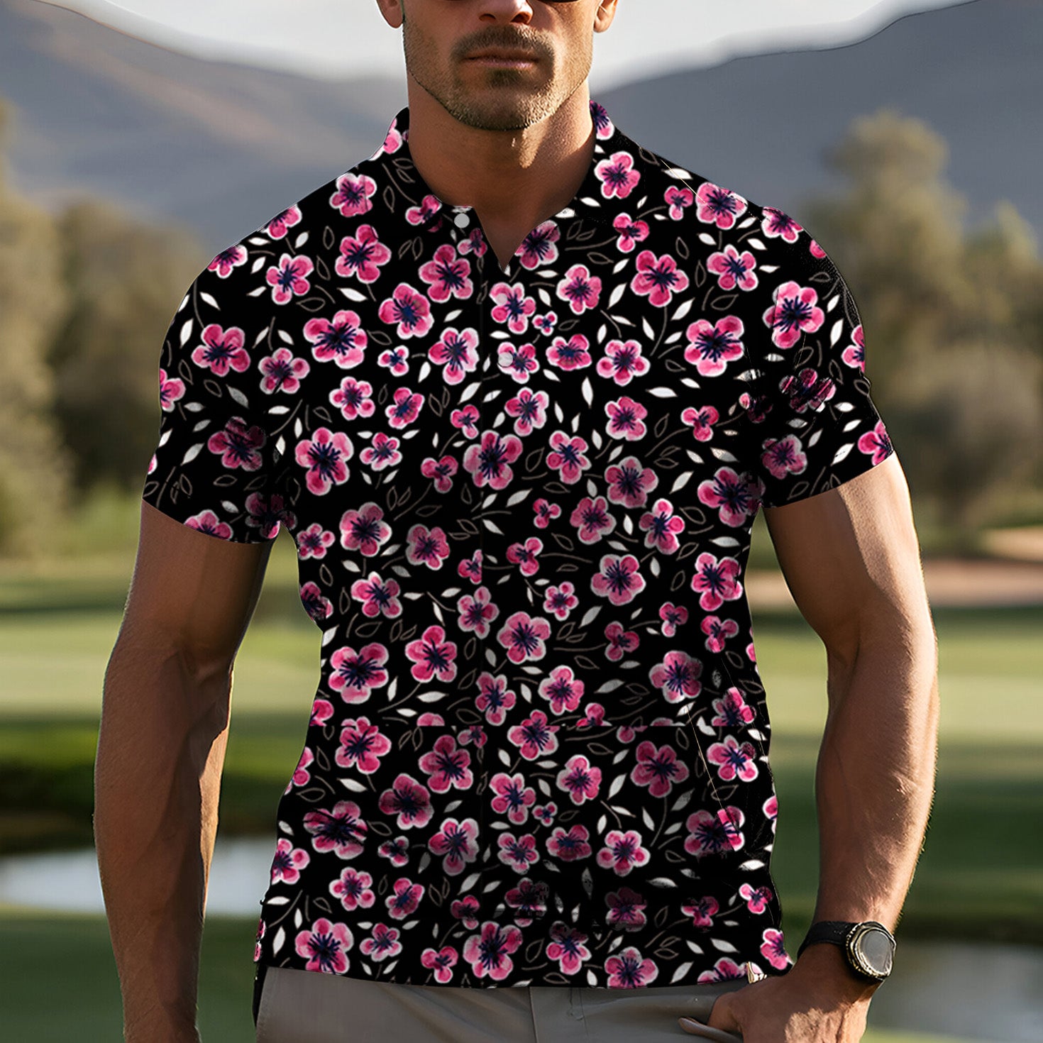 Men's Floral Out Golf Polo