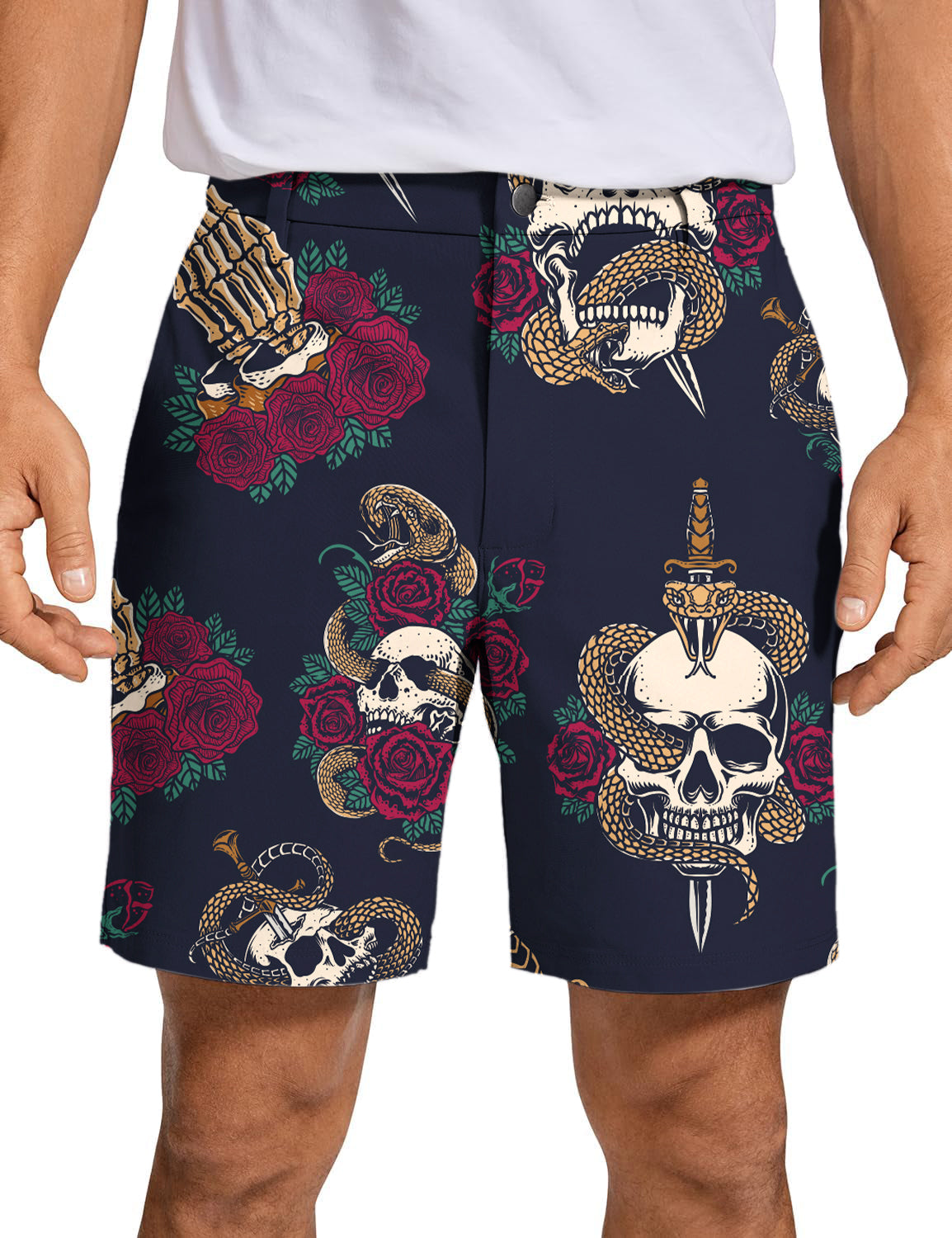 Men's Halloween Snake Skeleton Golf Shorts
