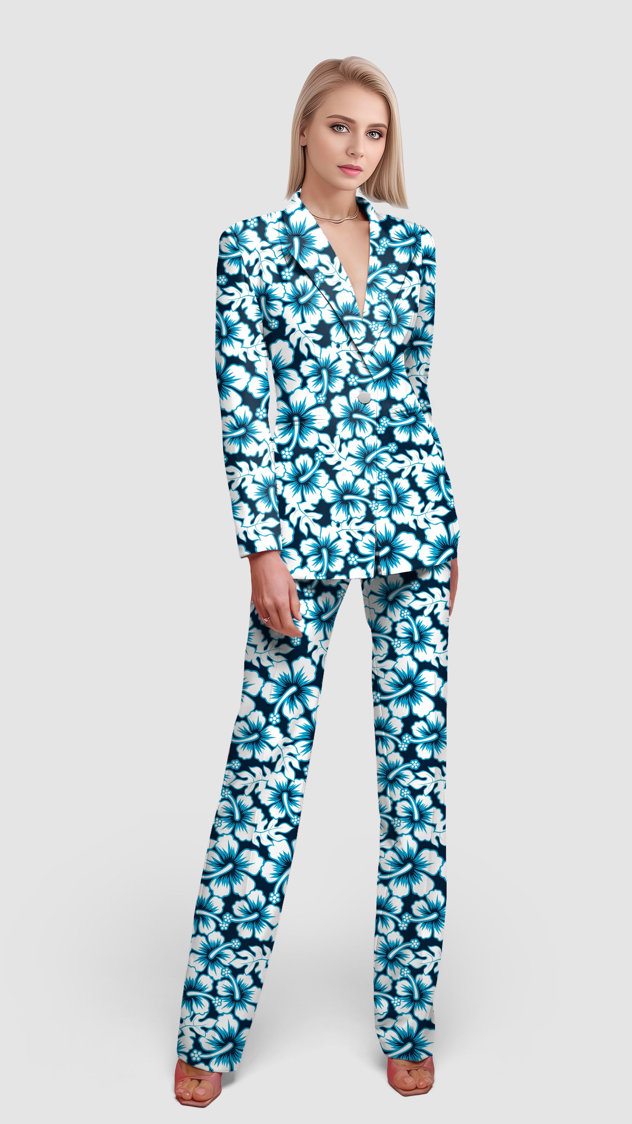 Hawaiian Hibiscus-Women's Blazer Casual Work Office Blazer Suit set