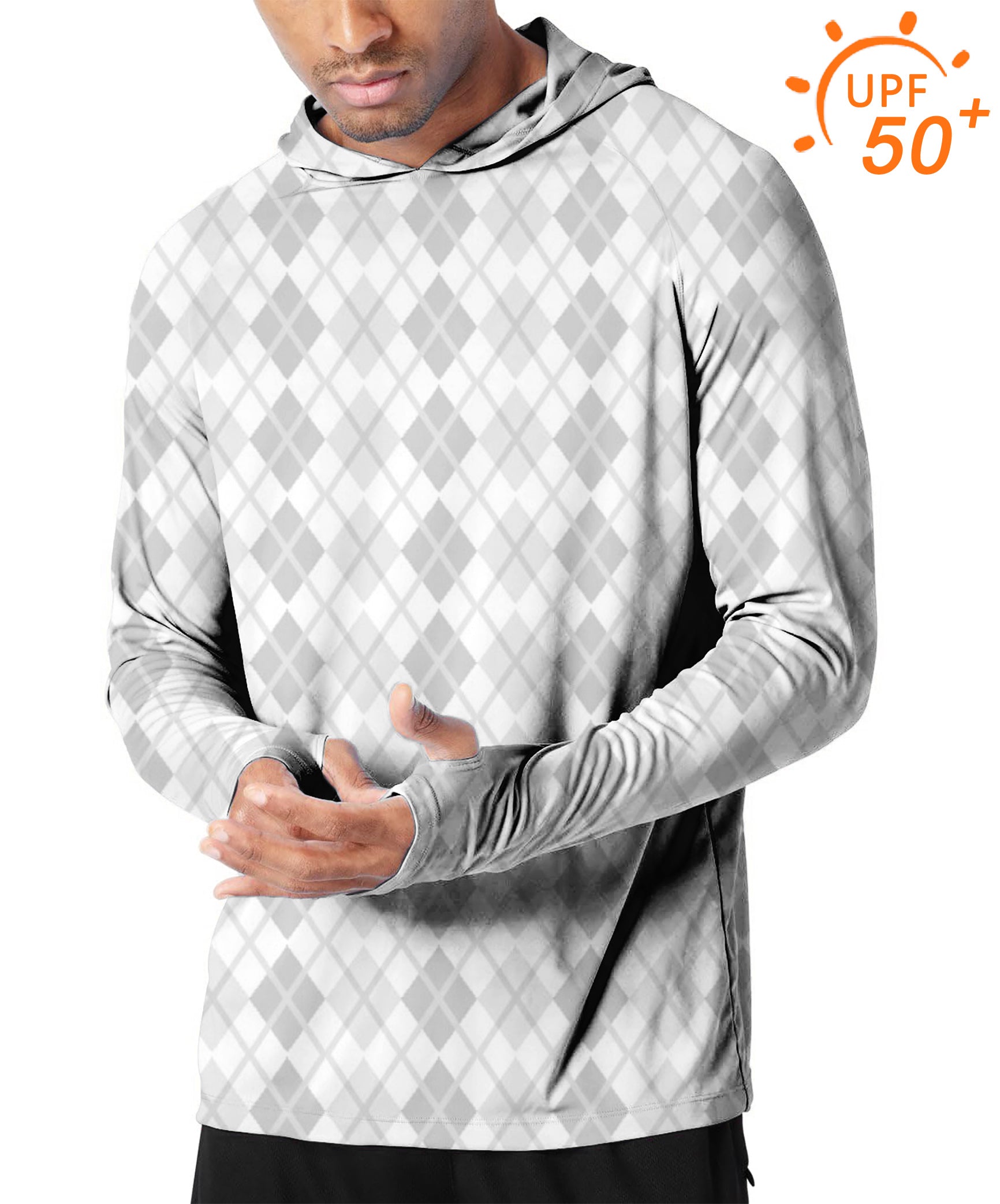 Men's Outdoor grey grid Golf Sun Protection Slim Fit hoodies