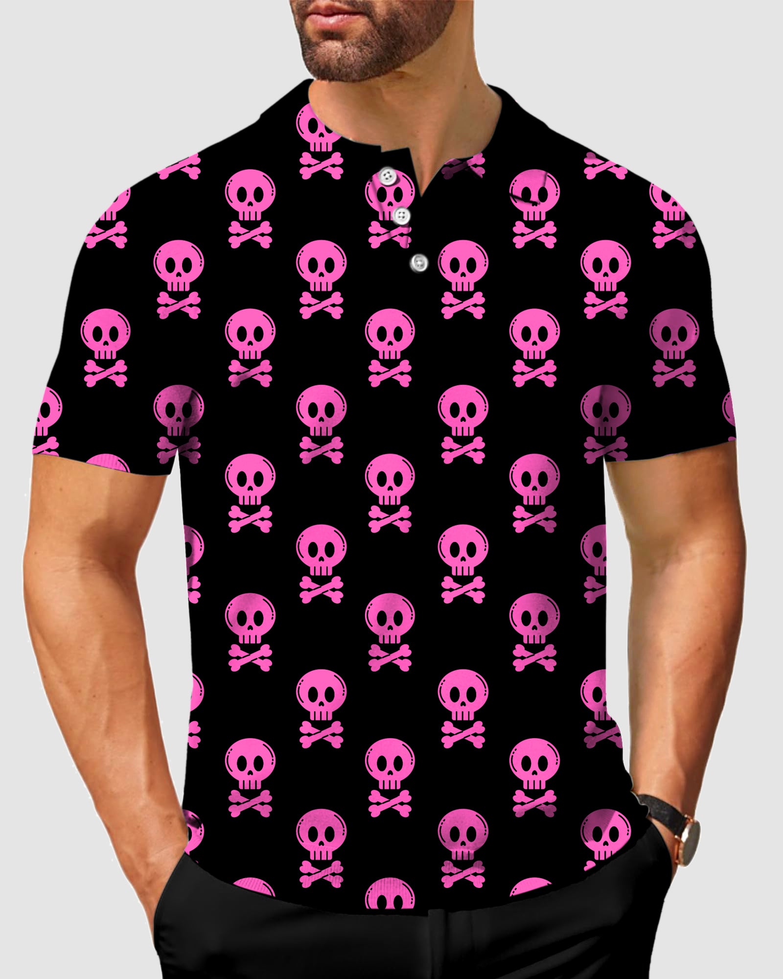 Men's Halloween Punk Skull Polo
