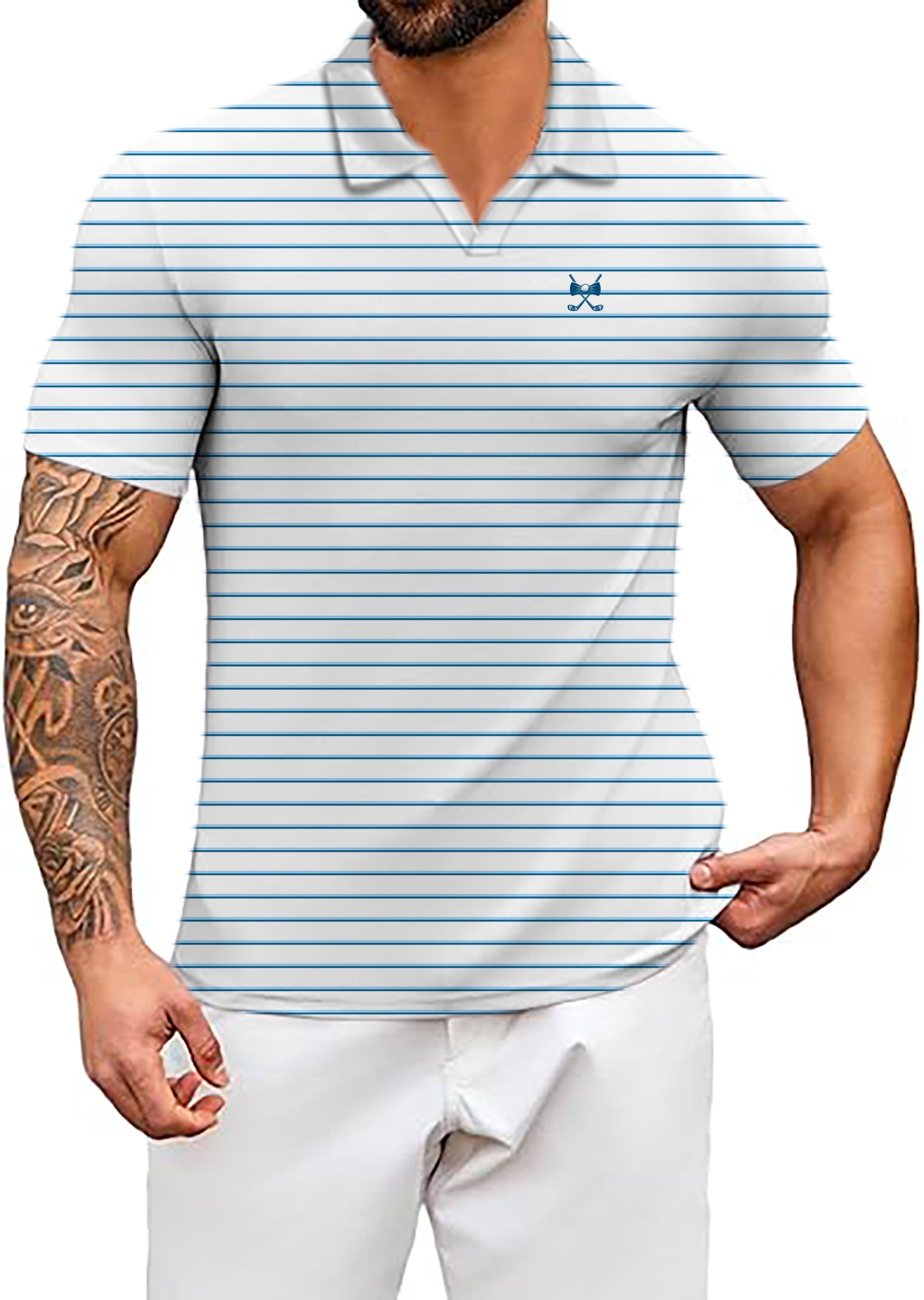 Men's Tampa Bay MVP Blue V Neck Golf Polo Shirts