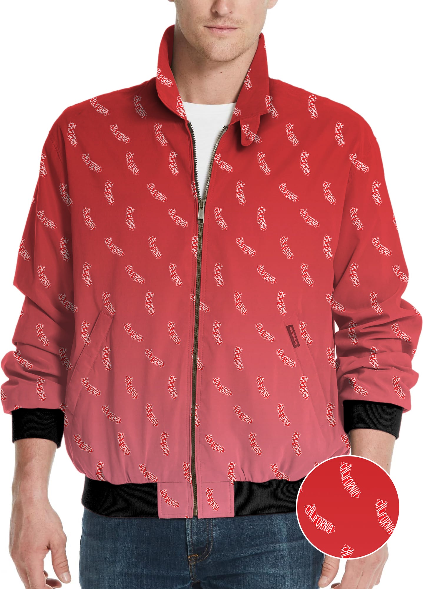 Red California Men's Golf Windbreaker Light Jacket