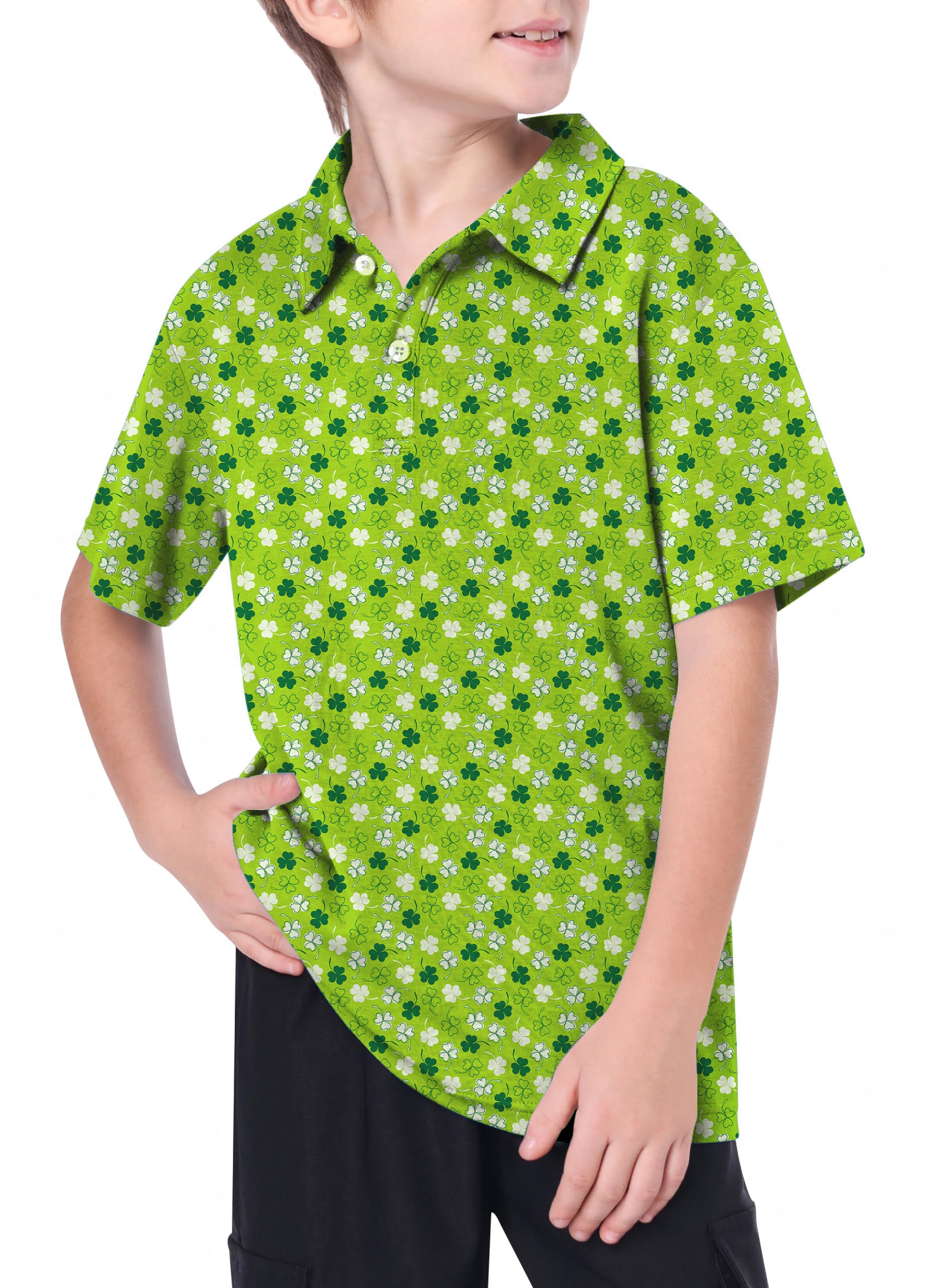 Youth Leaf clover St. Patrick's Day Golf Polo