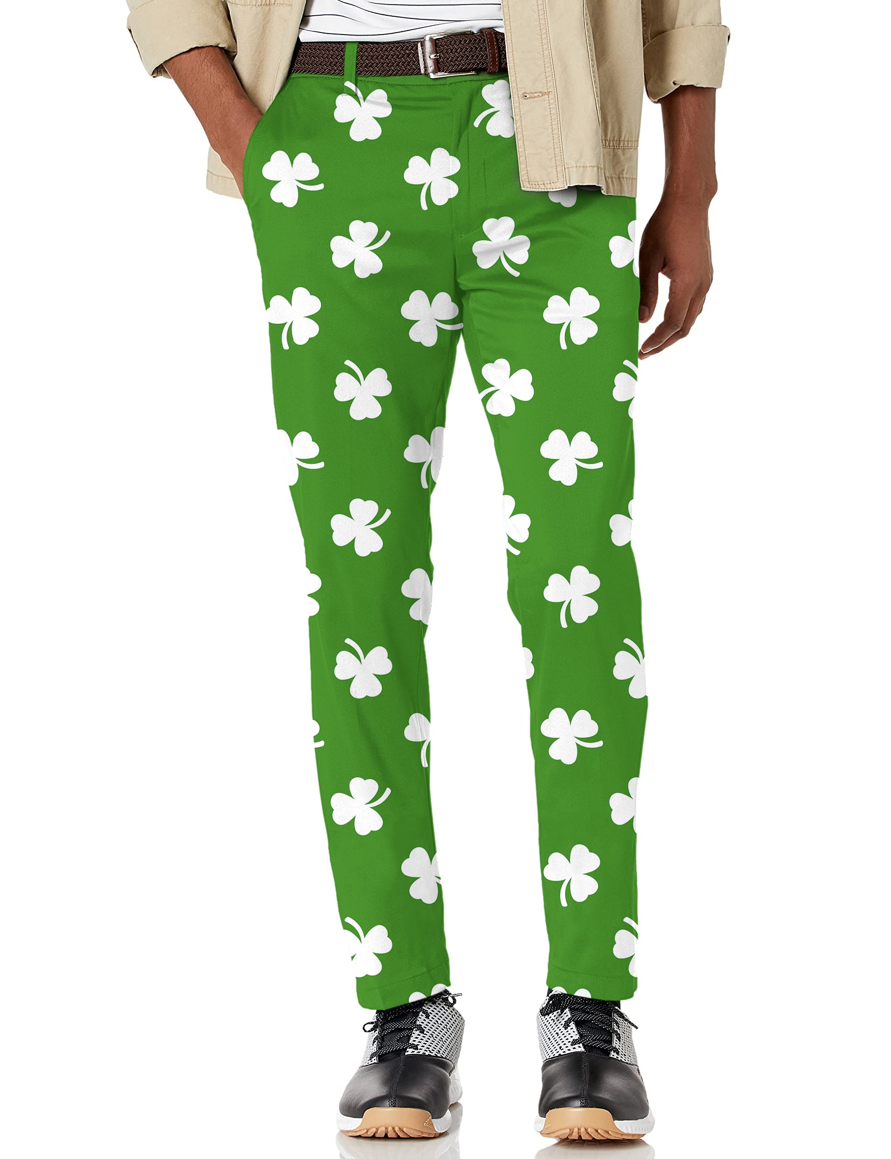 Men's Leaf clover St. Patrick's Day Stretch Golf Pants