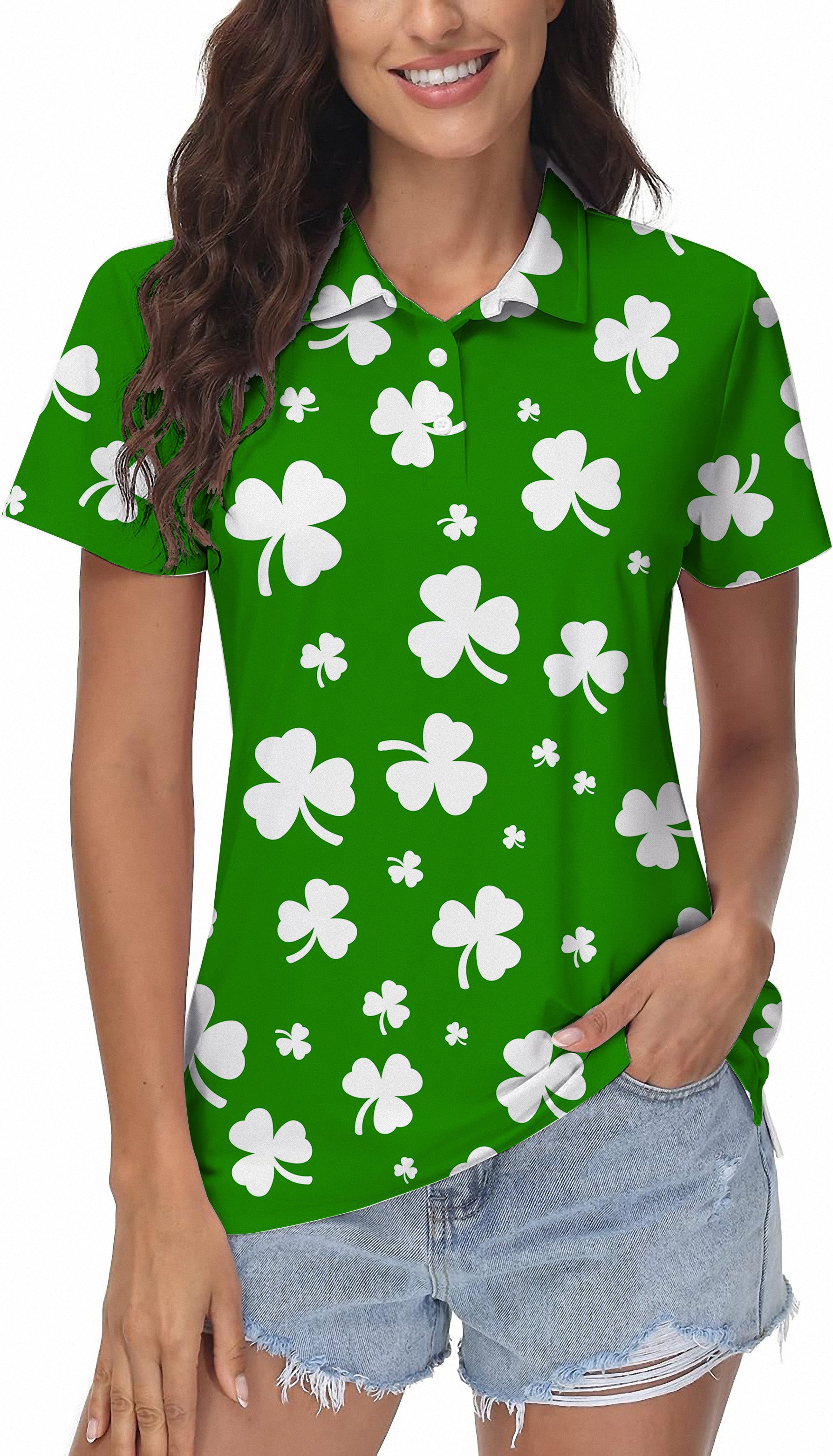 Leaf clover St. Patrick's Day Women's Golf Polo