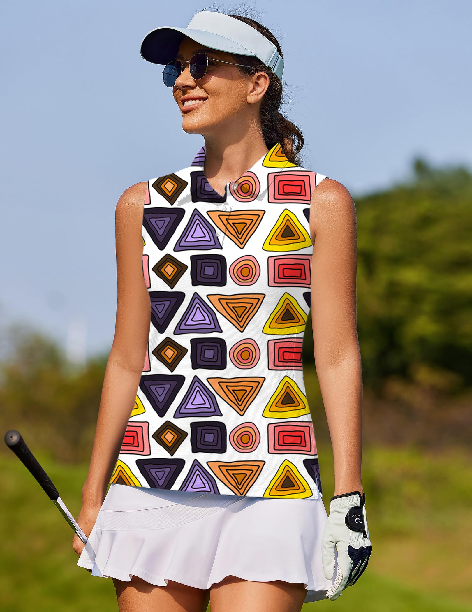 colorfull triangle tribal Women's golf Sleeveless shirt