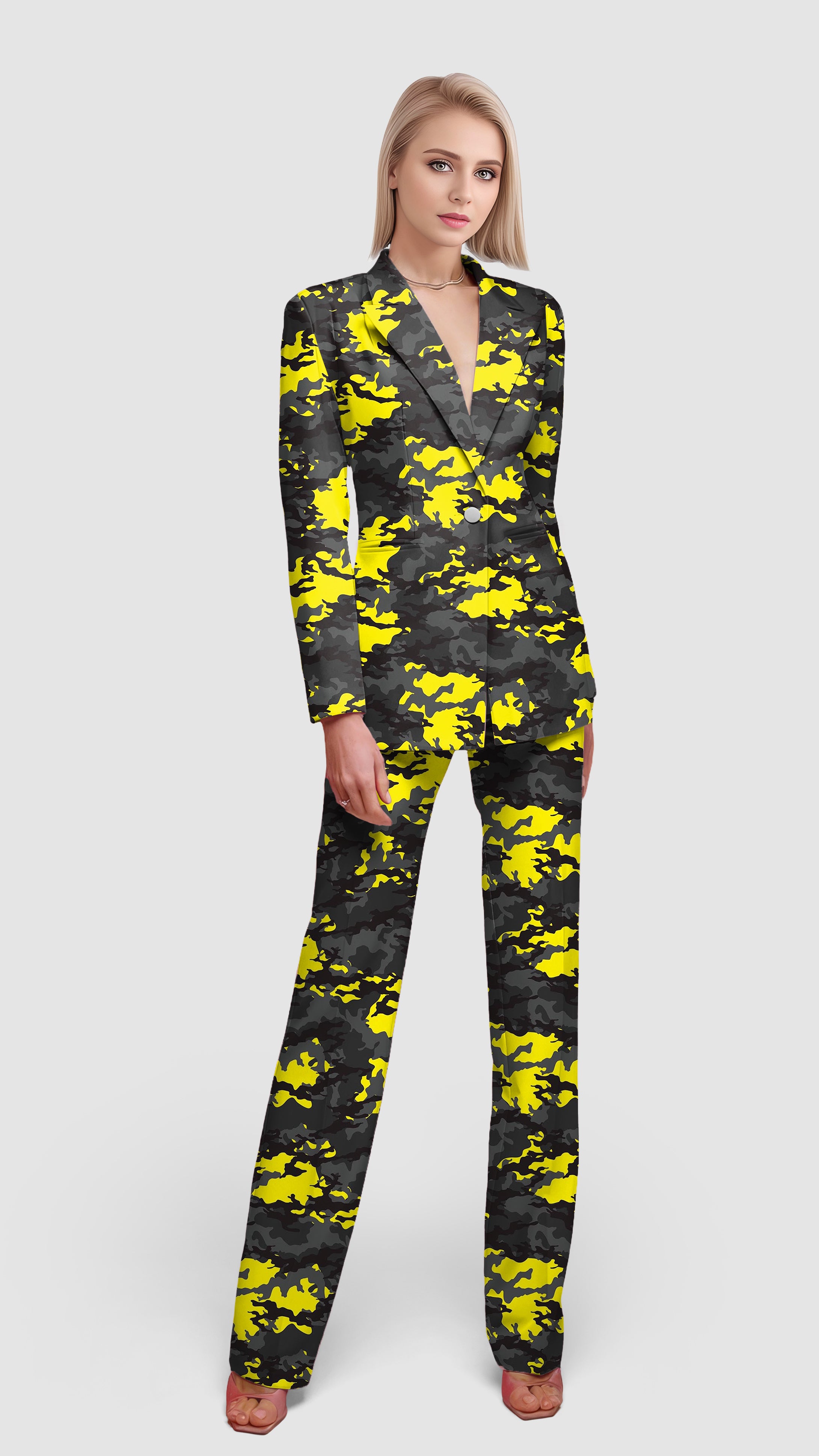 Camouflage-Women's Blazer Casual Work Office Blazer Suit set