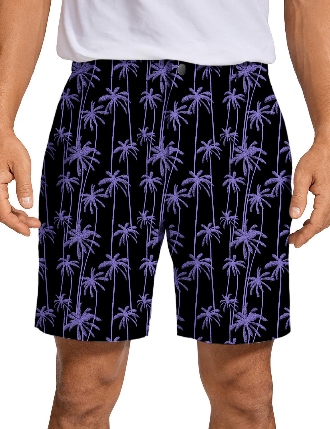 Men's Purple Coconut Tree Golf Shorts