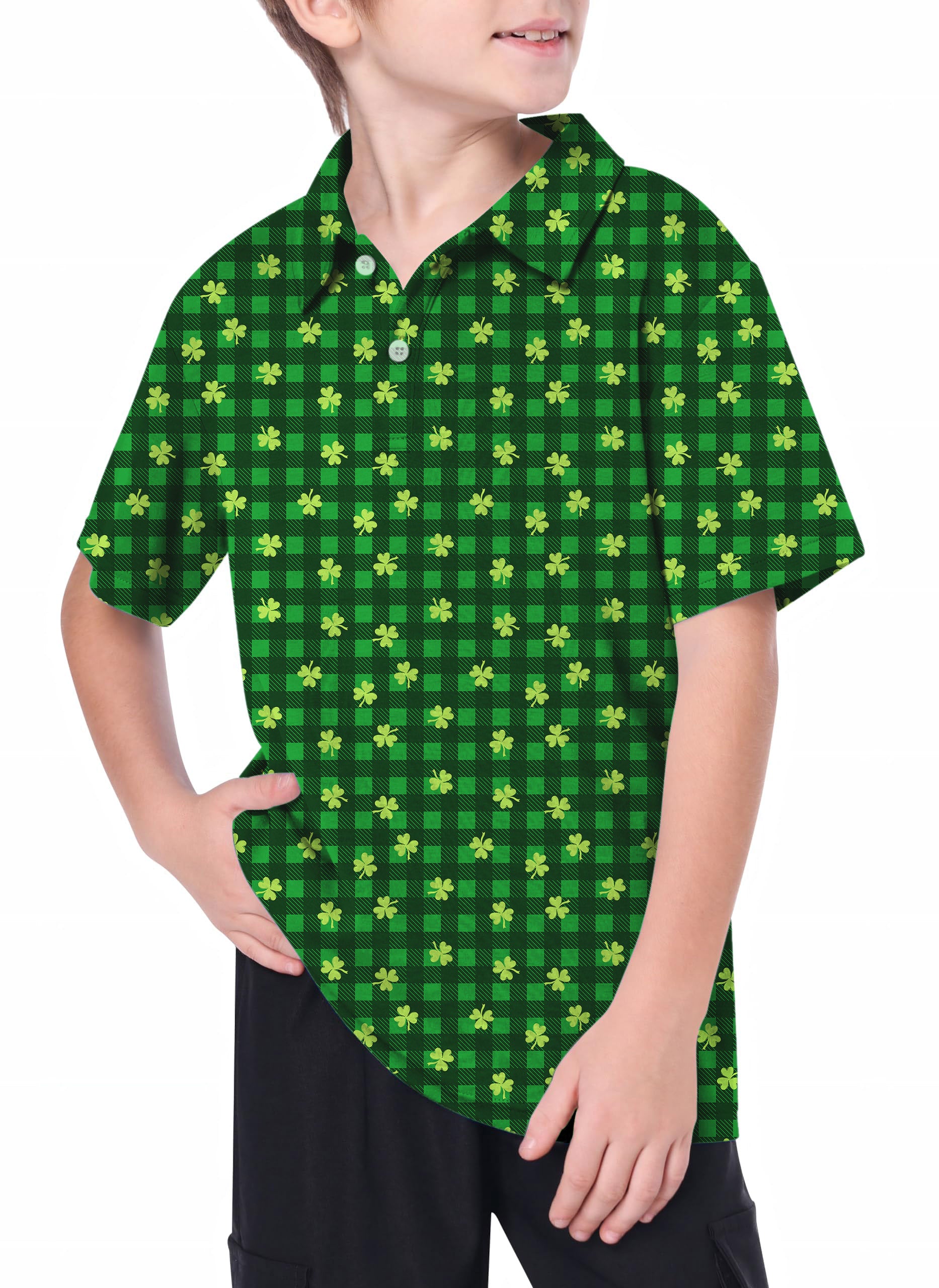 Youth Leaf clover St. Patrick's Day Golf Polo