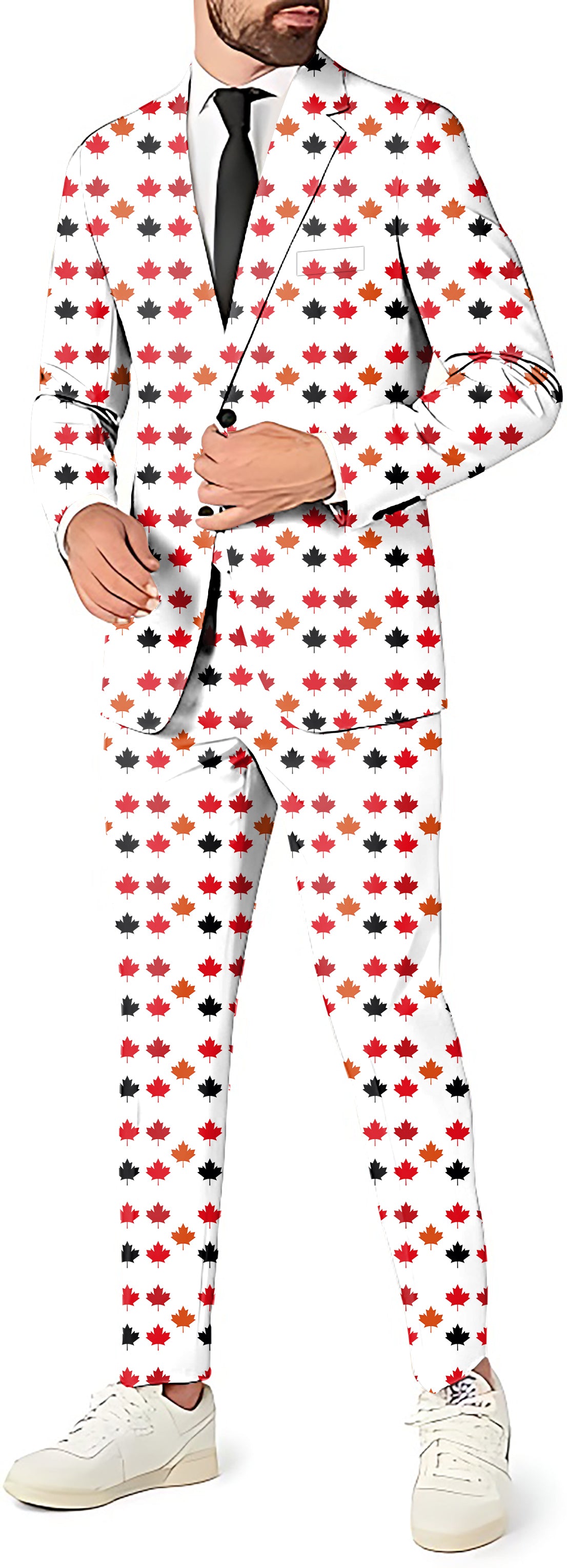 Canada Four Color Maple Leaves Men's Party Costumes-Theme Party 2 or 3pcs Suit set-Blazer Pants & Vest