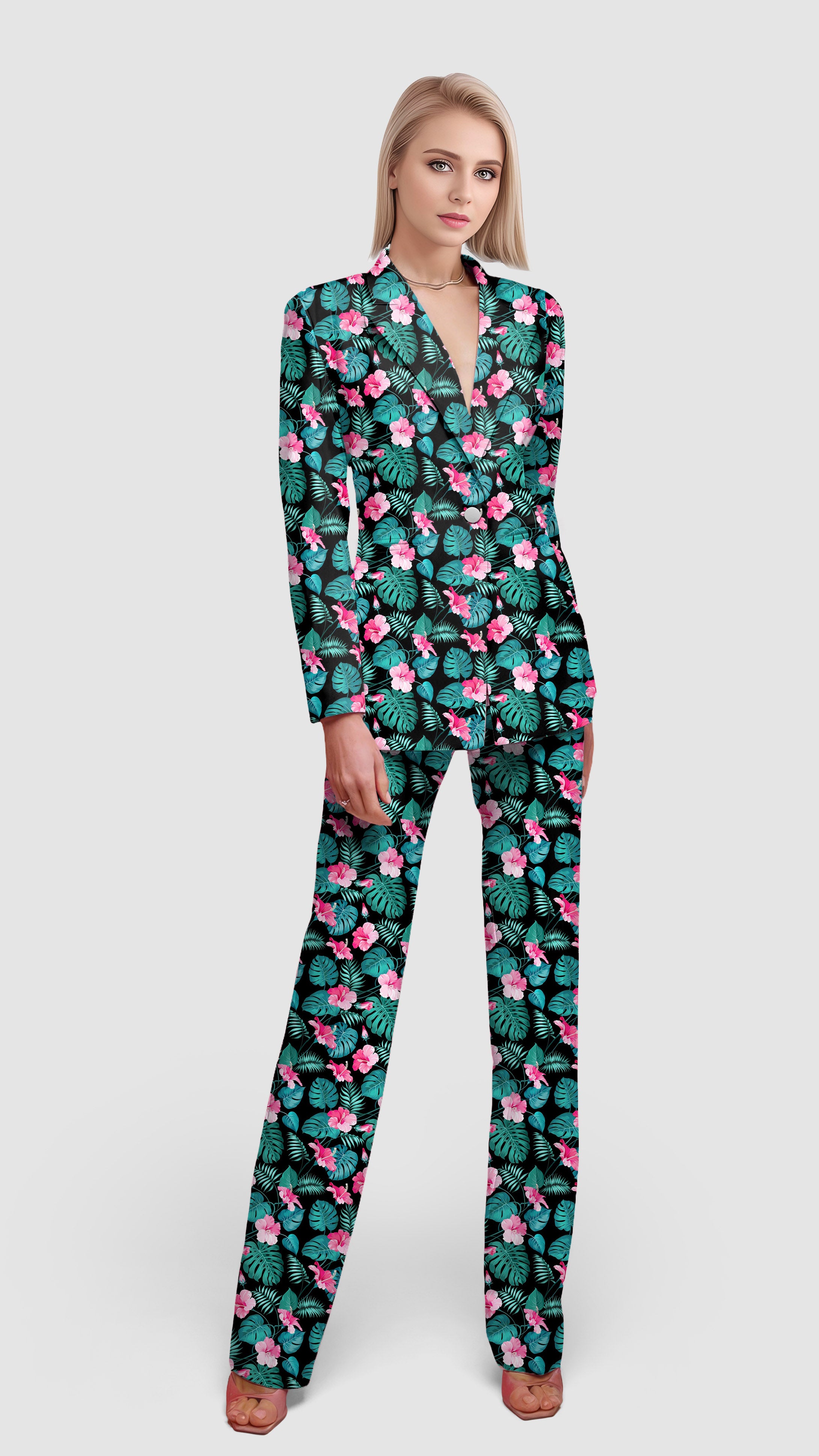 Tropic Floral-Women's Blazer Casual Work Office Blazer Suit set
