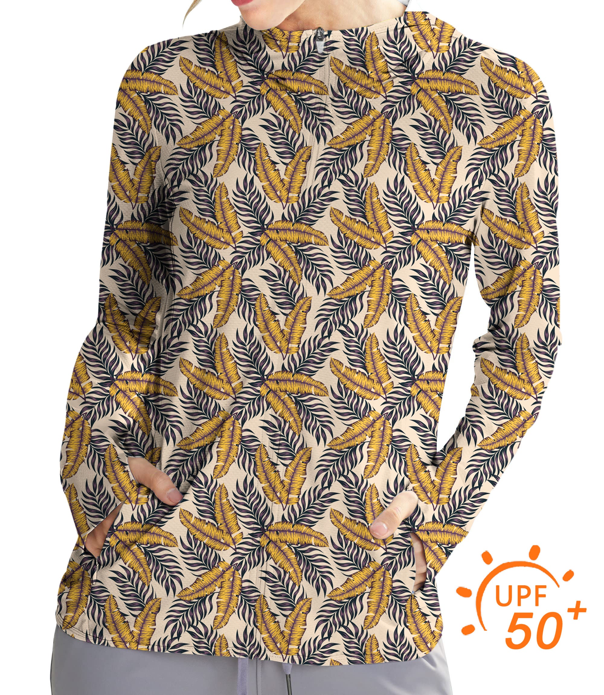 Women's Outdoor Golden Tropics Golf Sun Protection Slim Fit zip hoodies