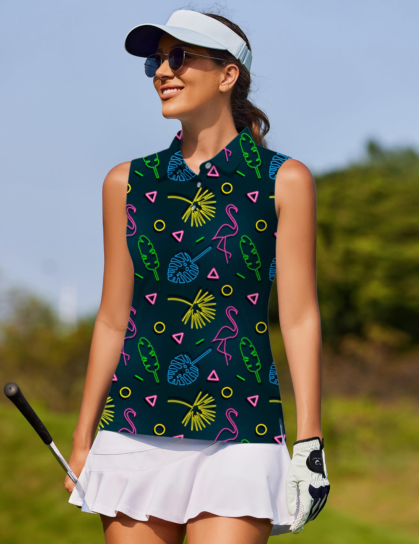 Flamingo neon Women's golf Sleeveless shirt