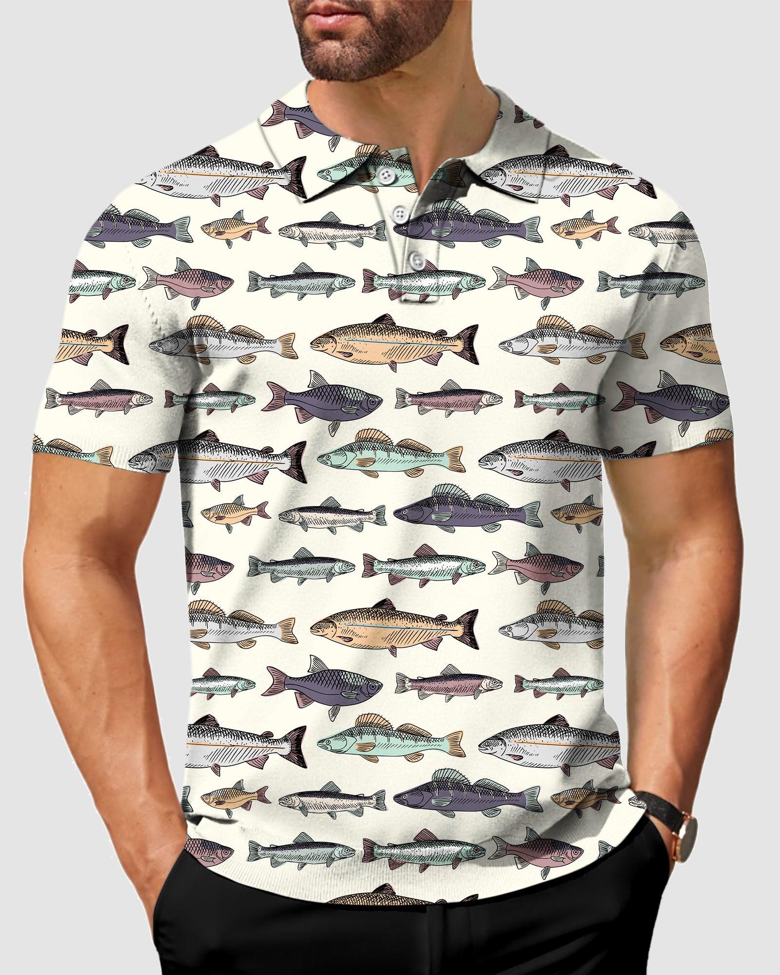 Men's Master Baiter fish golf polo