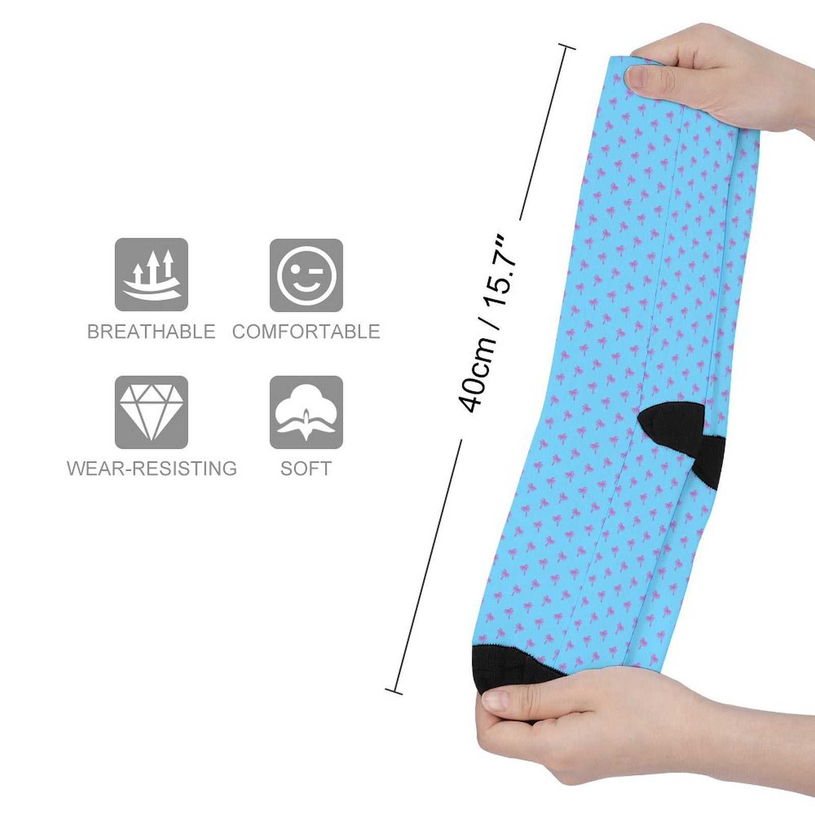 Pink Palm Trees Prined socks Gifts for Men Women