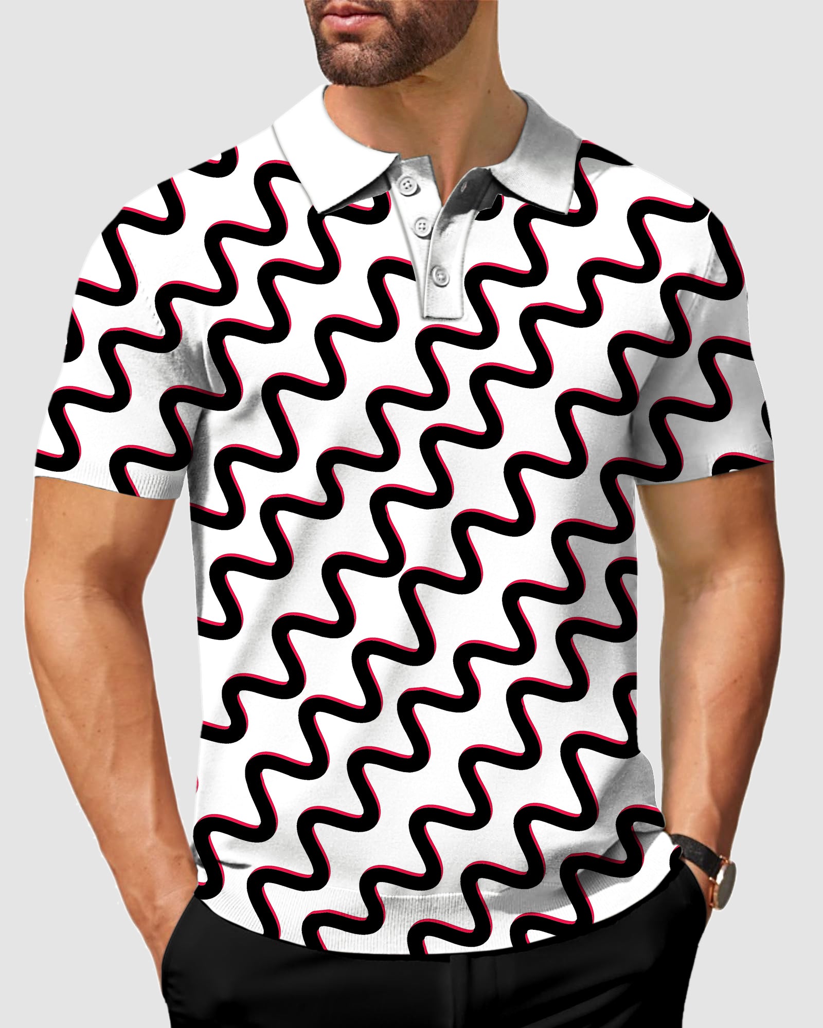 Men's Geometric stripes golf polo