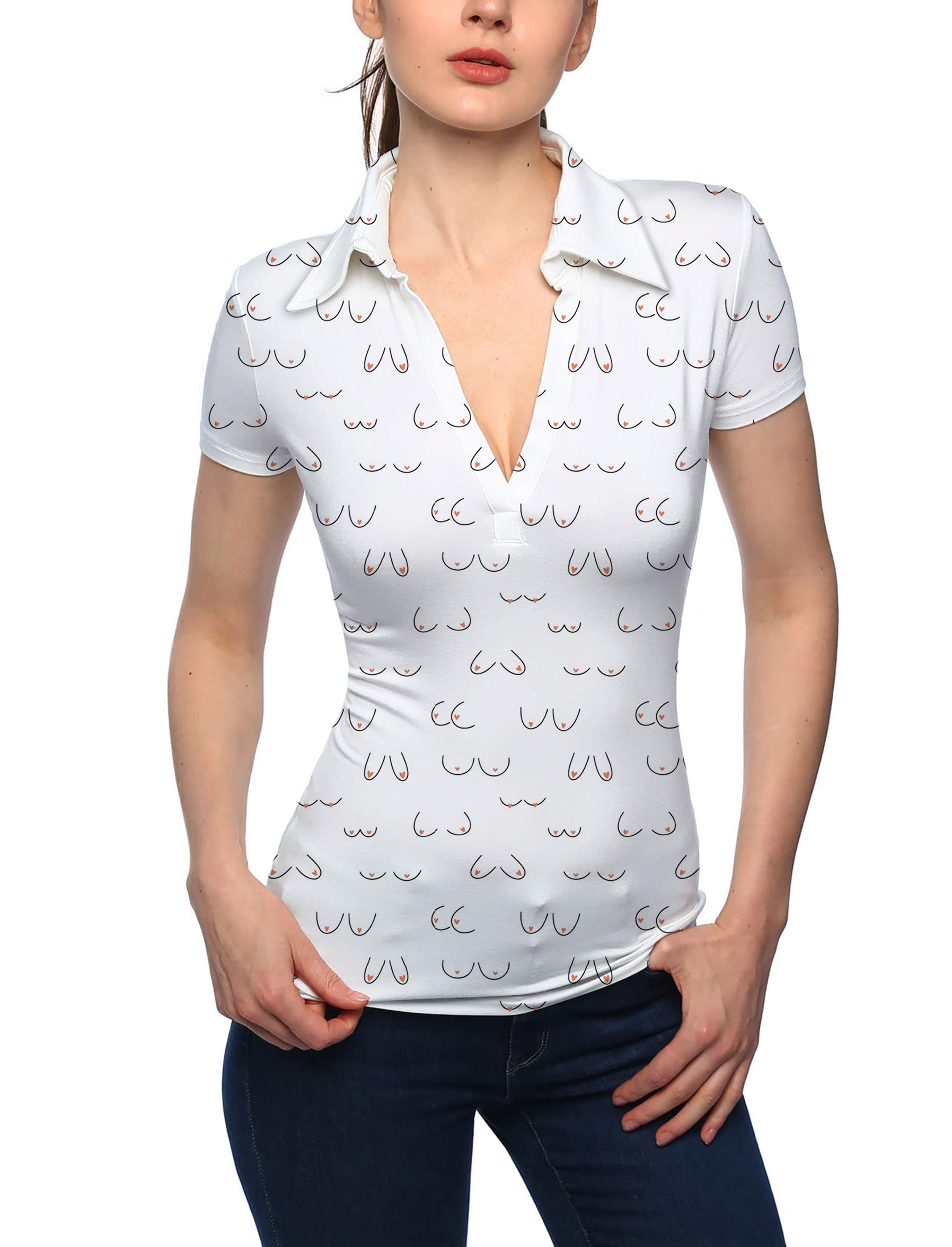 Women's sex V Neck Golf Polo