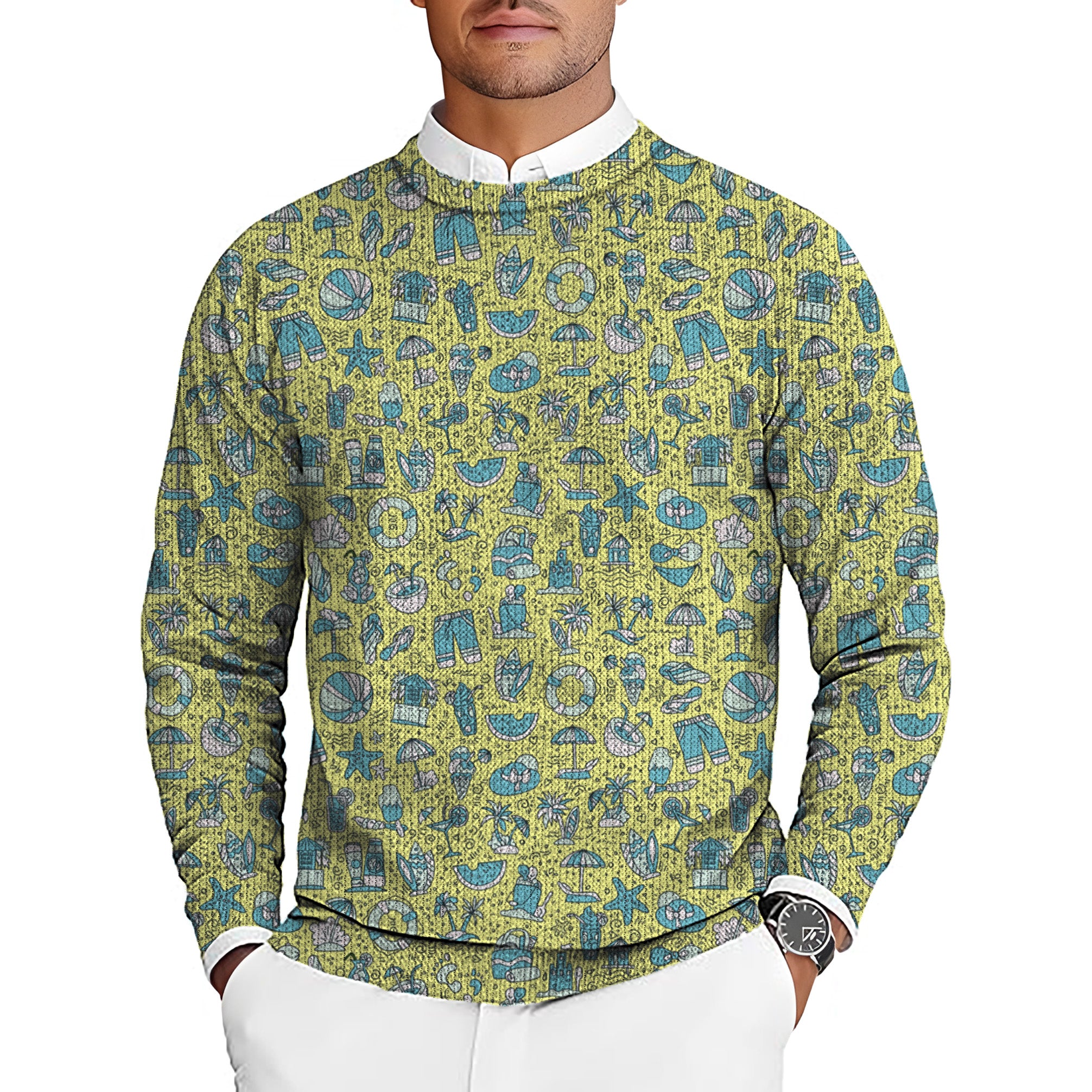 Coastal Caddy Men's Golf Crewneck Pullover Sweaters Ugly Sweater