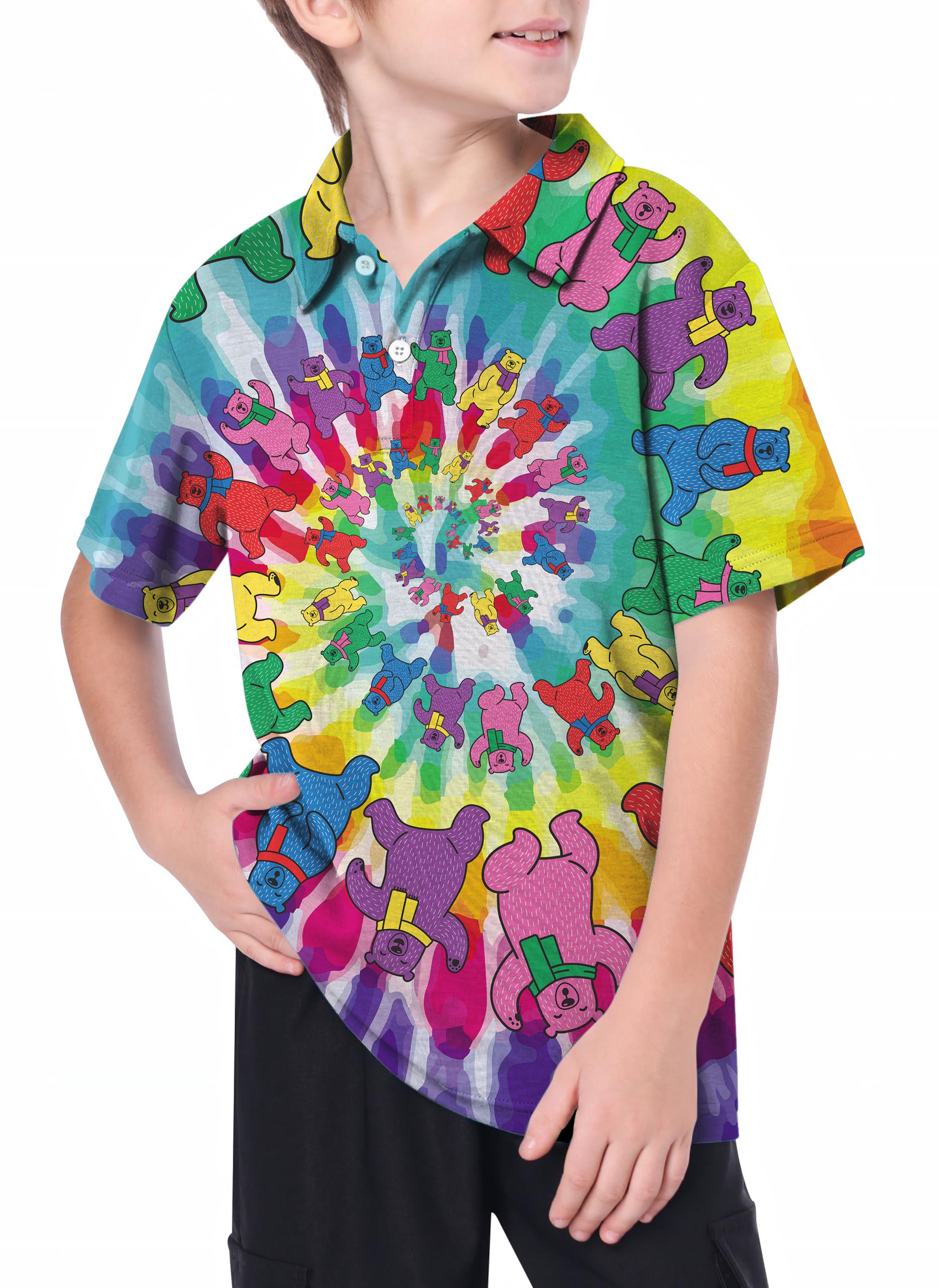 Youth Kaleidoscope Bear Golf Polo