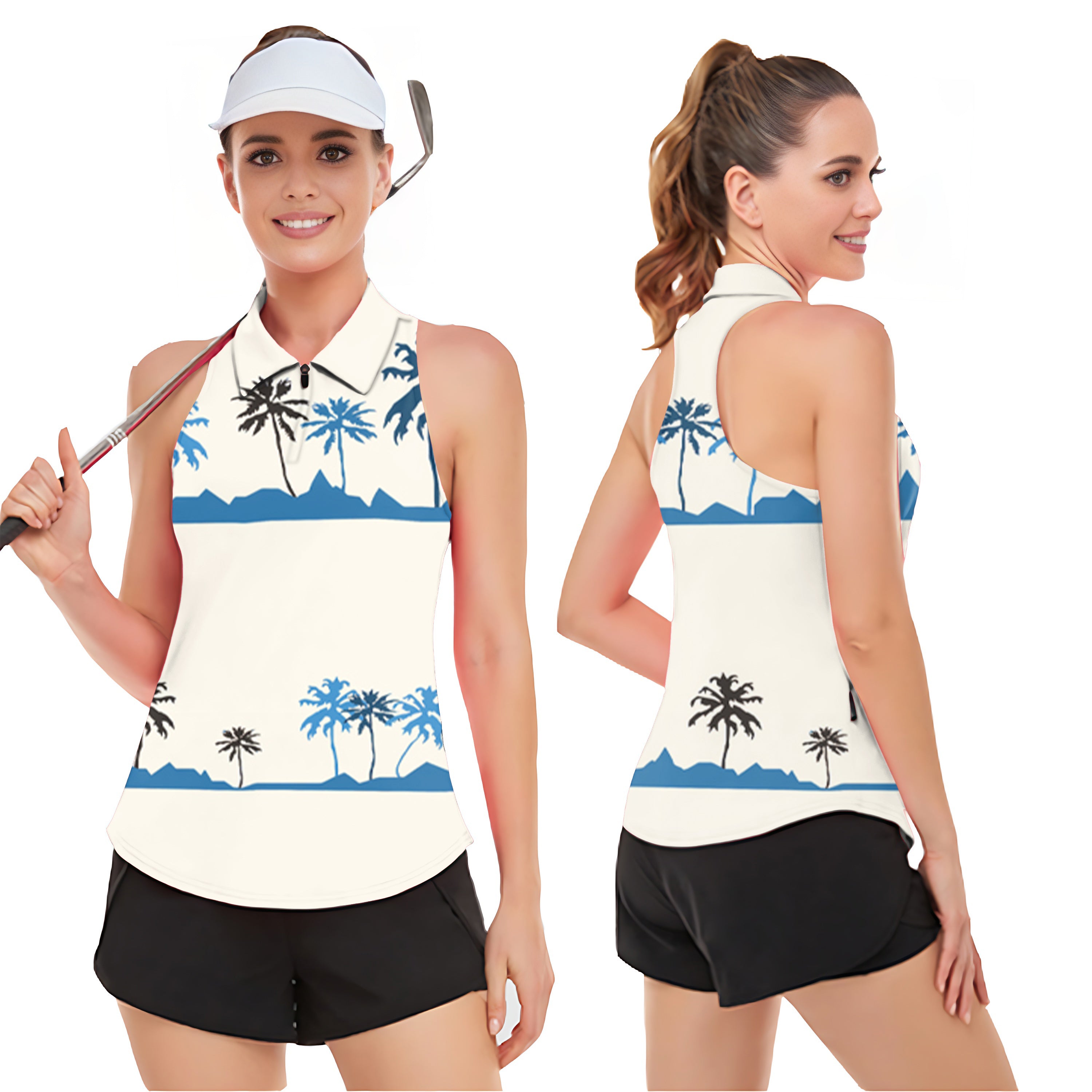 palm tree Women’s Sleeveless Golf Tank Top Shirt Polo