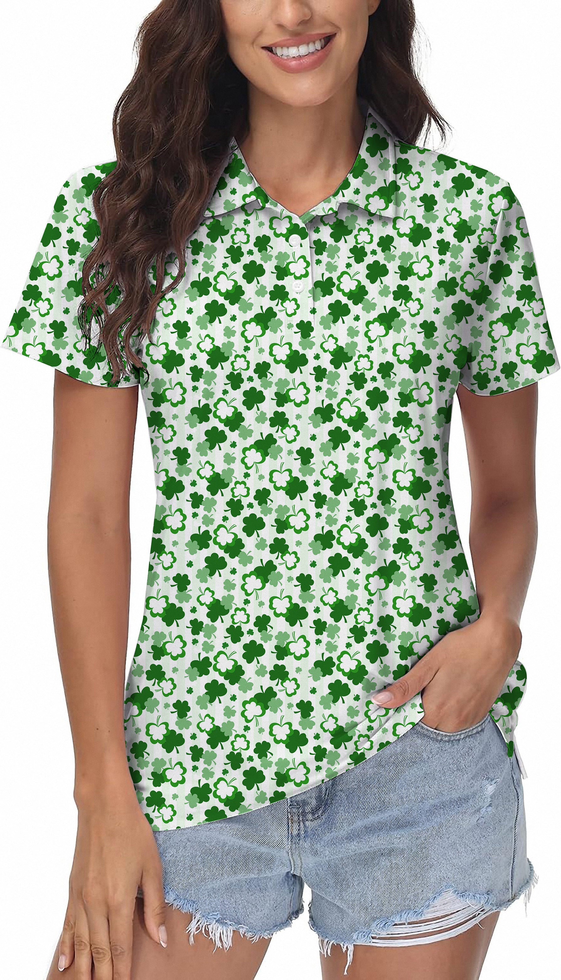 Leaf clover St. Patrick's Day Women's Golf Polo