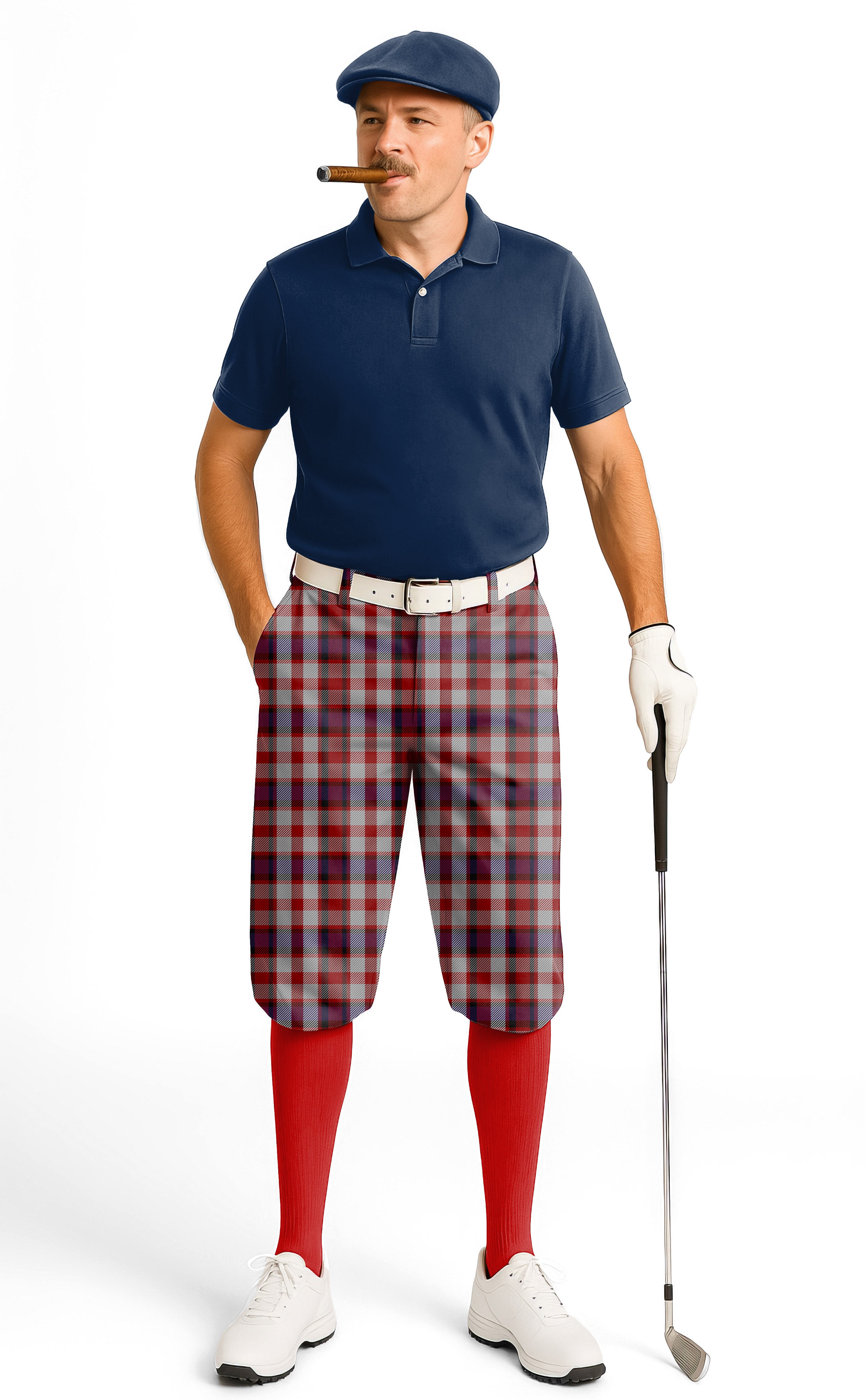dak Red grid-Men's Golf Knickers Pants