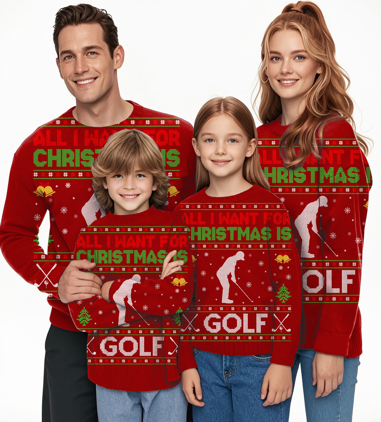 Golf Christmas Golf Crewneck Pullover Ugly Sweater Men Women boy girl family