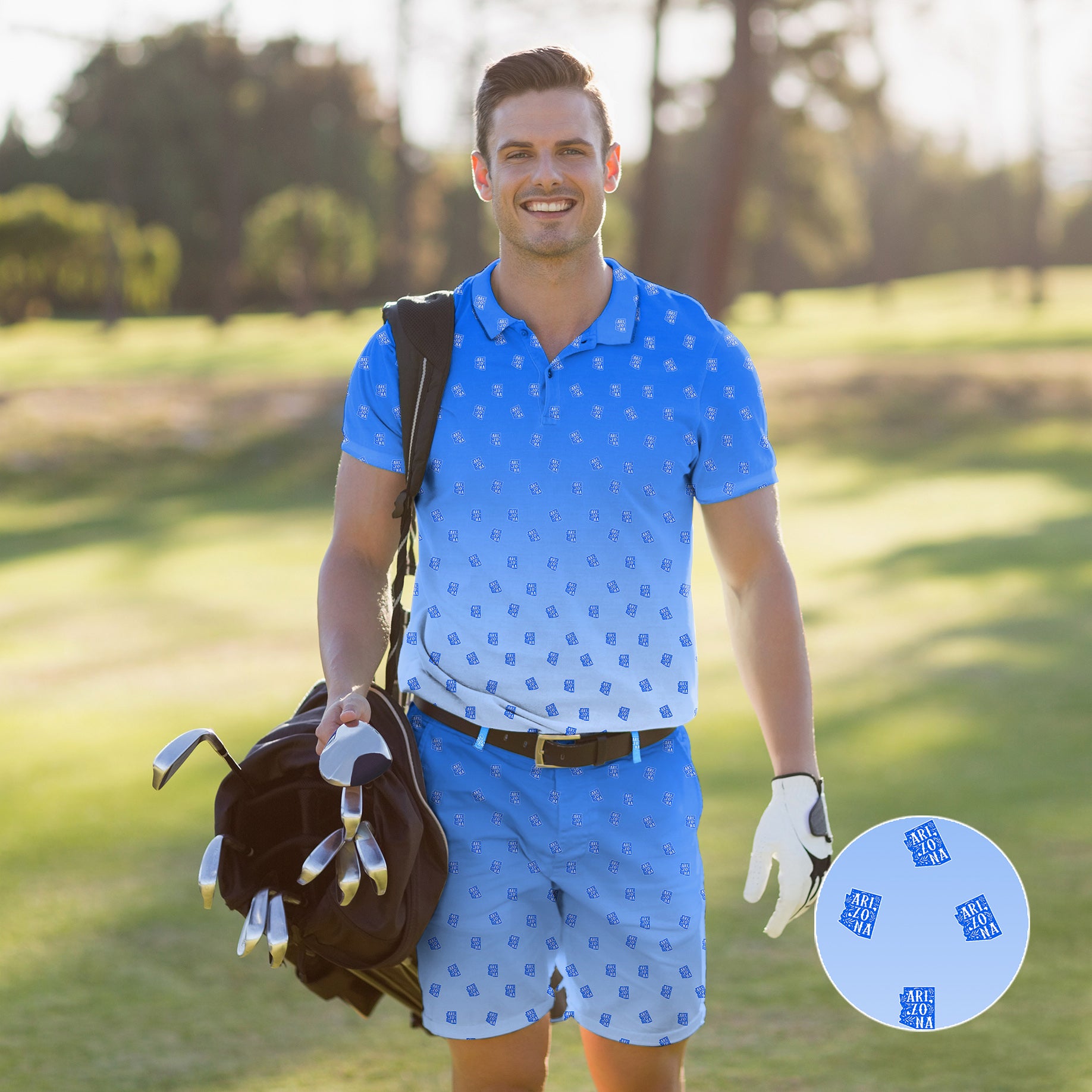 Men's Golf Set Polo+Shorts Blue Arizona