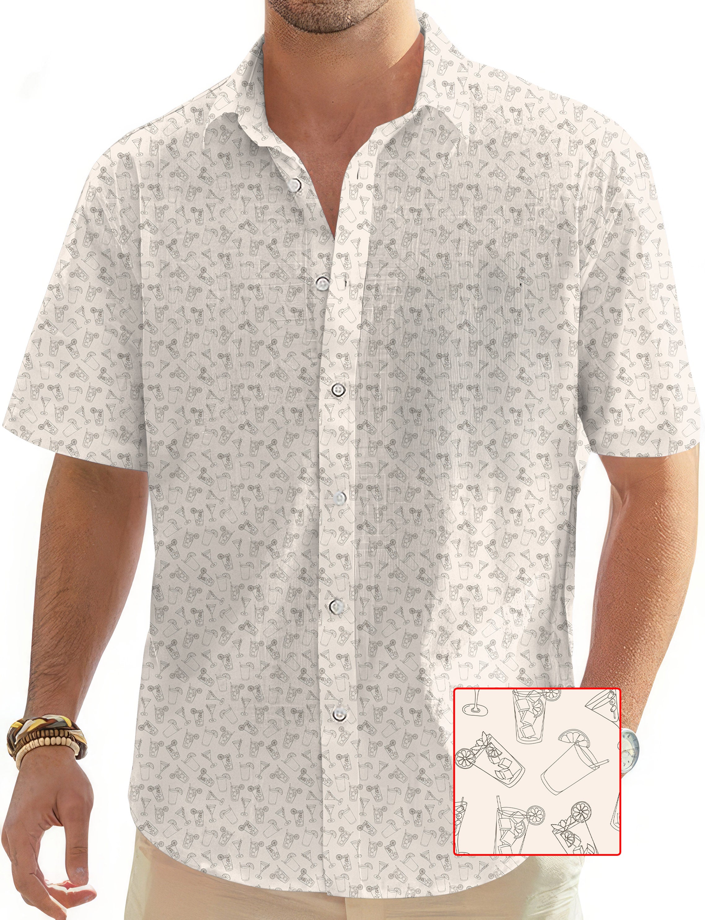 Beige Juice Men's Golf short sleeve Hawaiian shirt with button down and casual design