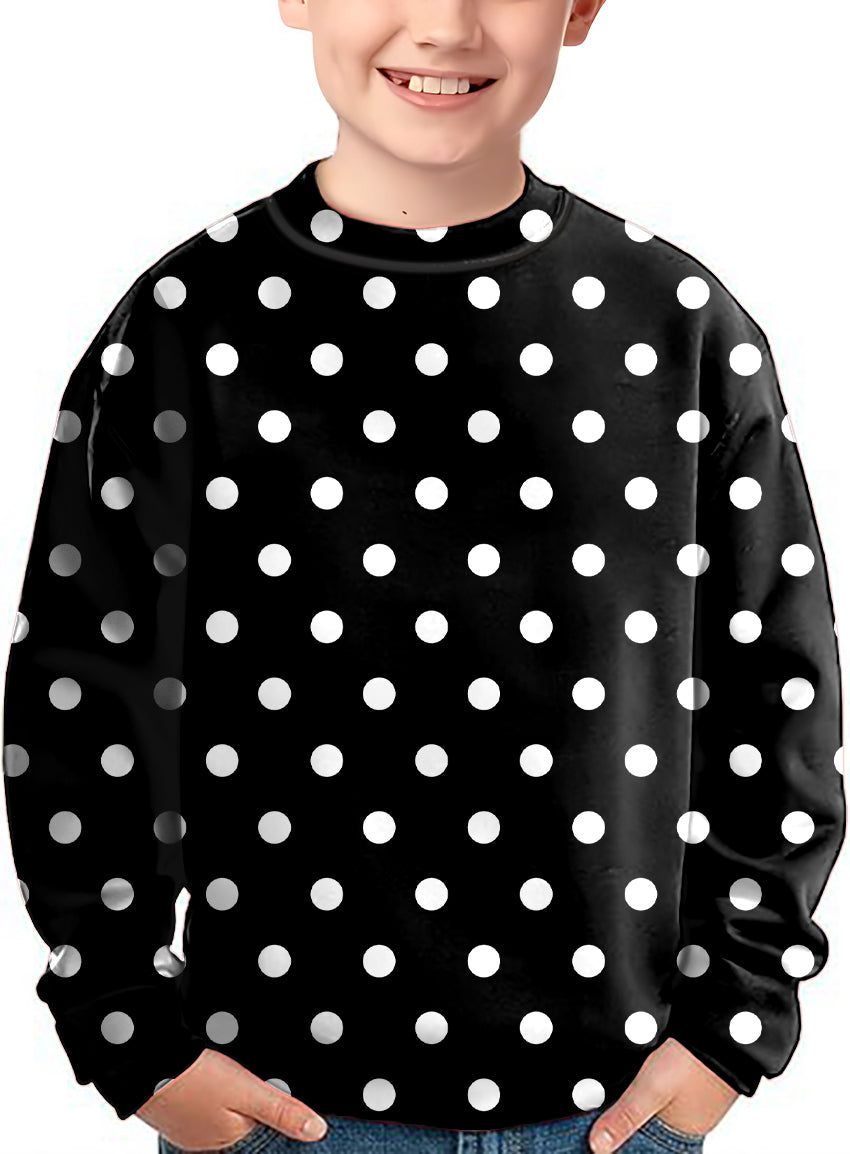 Pink Polka Dots Crewneck Pullover Kids Ugly Sweater
