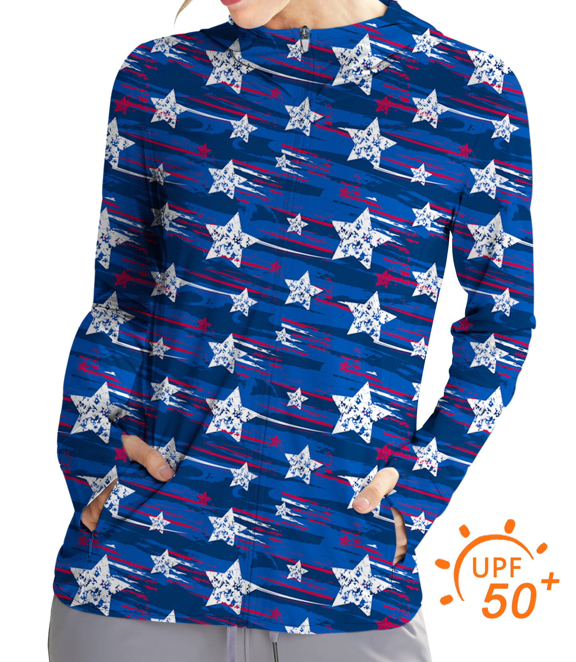 Women's Outdoor American Star Golf Sun Protection Slim Fit zip hoodies